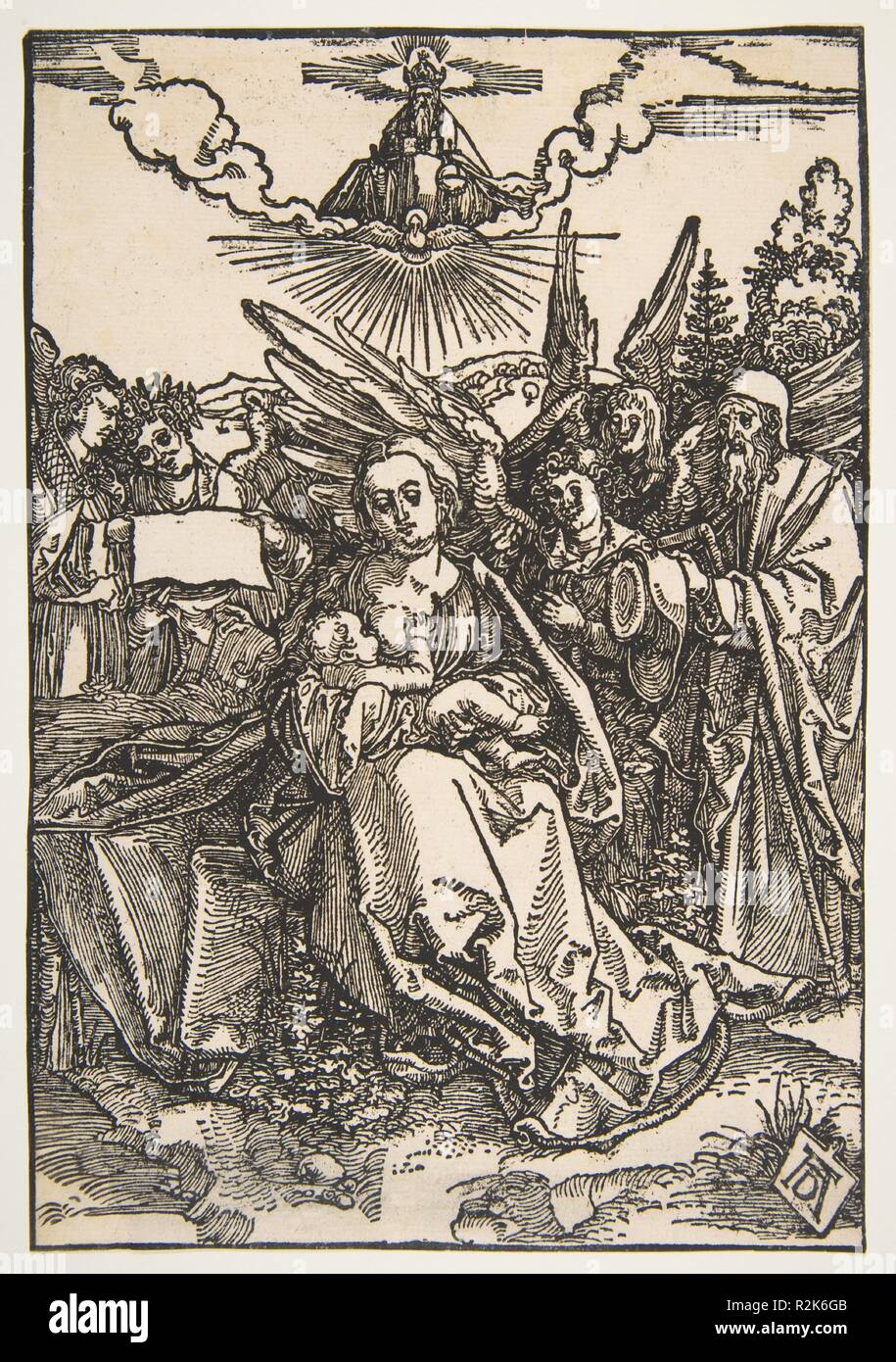 La Santa Famiglia con cinque angeli. Artista: Albrecht Dürer (Tedesco, 1471-1528 Norimberga Norimberga). Dimensioni: foglio: 8 9/16 x 5 7/8 in. (21,7 x 14,9 cm). Data: ca. 1503. Museo: Metropolitan Museum of Art di New York, Stati Uniti d'America. Foto Stock