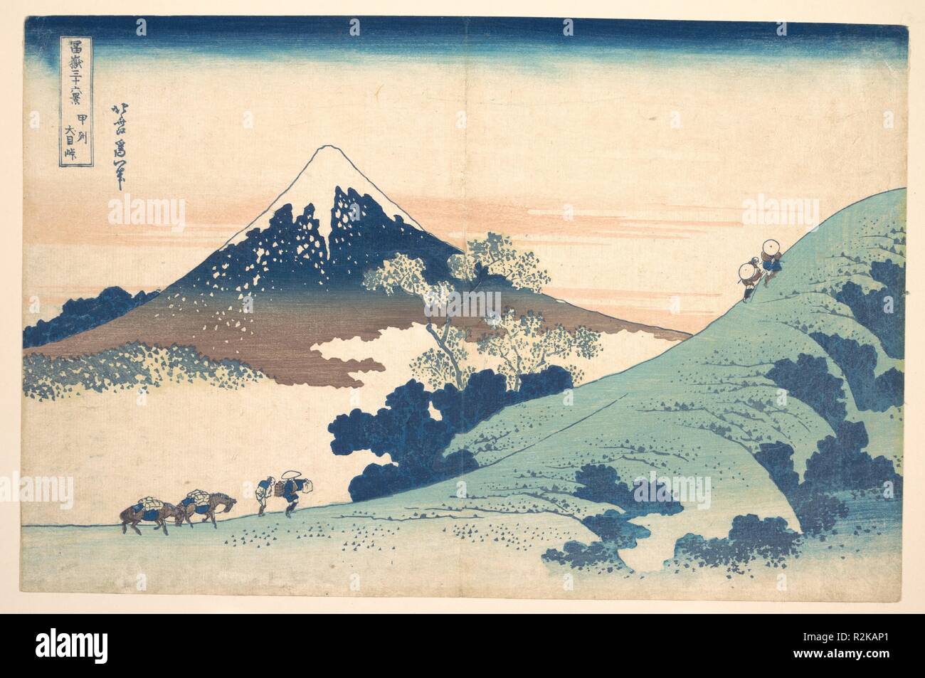 Fuji da Inume (?) Pass. Artista: Katsushika Hokusai (giapponese, Tokyo (EDO) 1760-1849 Tokyo (EDO). Cultura: il Giappone. Dimensioni: 14 1/4 x 9 1/4 in. (36,2 x 23,5 cm). Museo: Metropolitan Museum of Art di New York, Stati Uniti d'America. Foto Stock