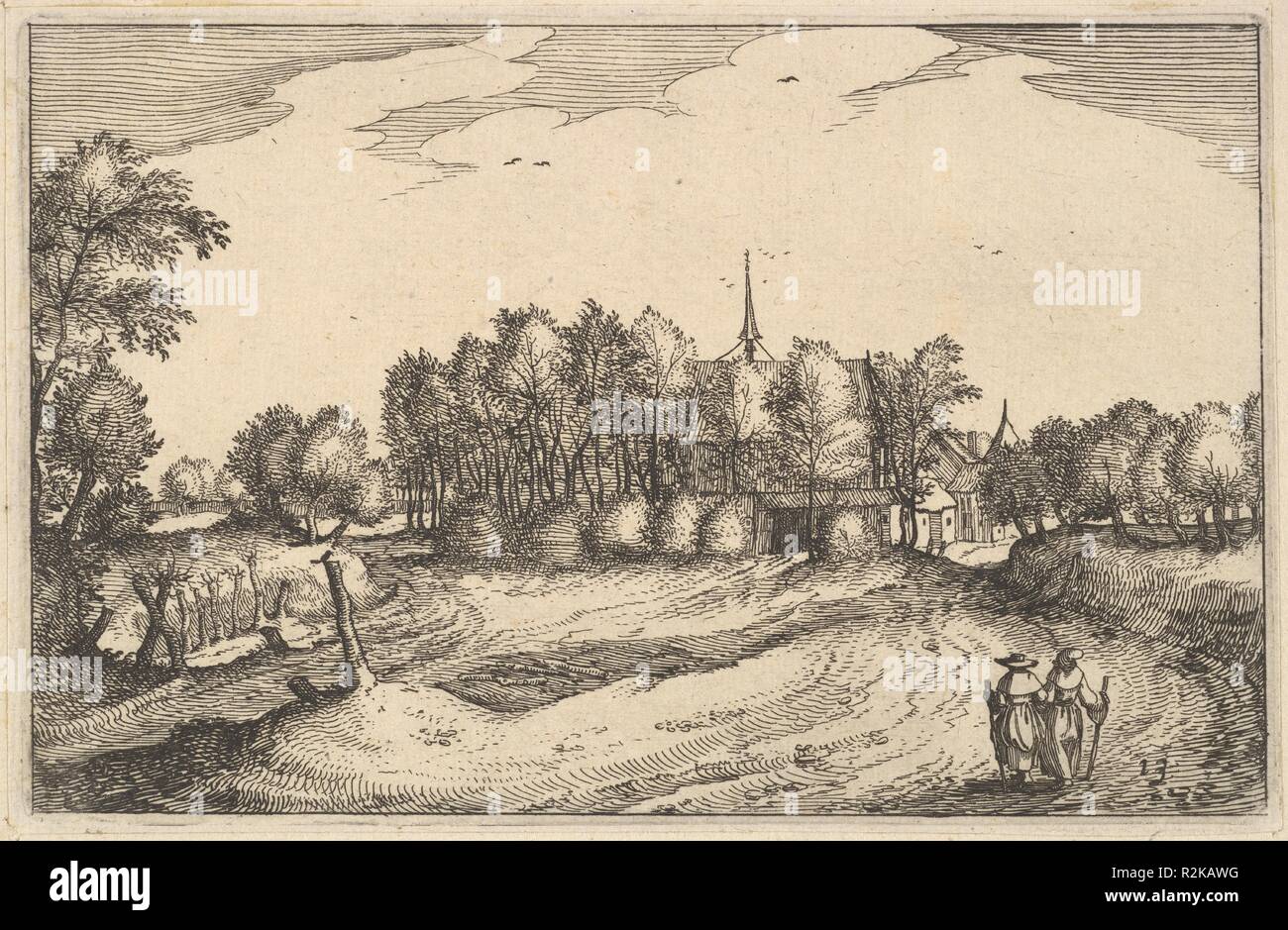 Un Convento da Regiunculae et Villae aliquota Ducatus Brabantiae. Artista: Claes Jansz. Visscher (Olandese, 1586-1652 Amsterdam Amsterdam); dopo il Master del piccolo paesaggi (Netherlandish, XVI secolo). Dimensioni: Piastra: 4 x 6 1/4 in. (10,2 x 15,9 cm) foglio: 5 x 7 3/16 in. (12,7 x 18,2 cm). Editore: Claes Jansz. Visscher (Olandese, 1586-1652 Amsterdam Amsterdam). Data: ca. 1610. Museo: Metropolitan Museum of Art di New York, Stati Uniti d'America. Autore: Claes Jansz. Visscher. Dopo il Master del piccolo paesaggi. Claes Jansz Visscher dopo Johannes van Doetechum, il sambuco dopo Lucas van Doetechum af Foto Stock