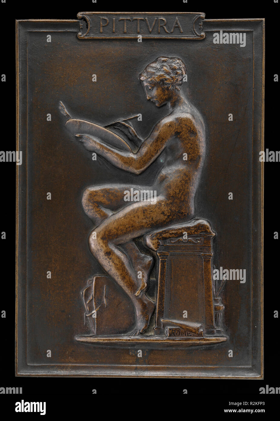 Pittura (Pittura). Data: 1879. Dimensioni: complessivo: 19 × 13 cm (7 1/2 x 5 1/8 in.). Medium: bronzo. Museo: National Gallery of Art di Washington DC. Autore: Louis-Oscar Roty. Foto Stock