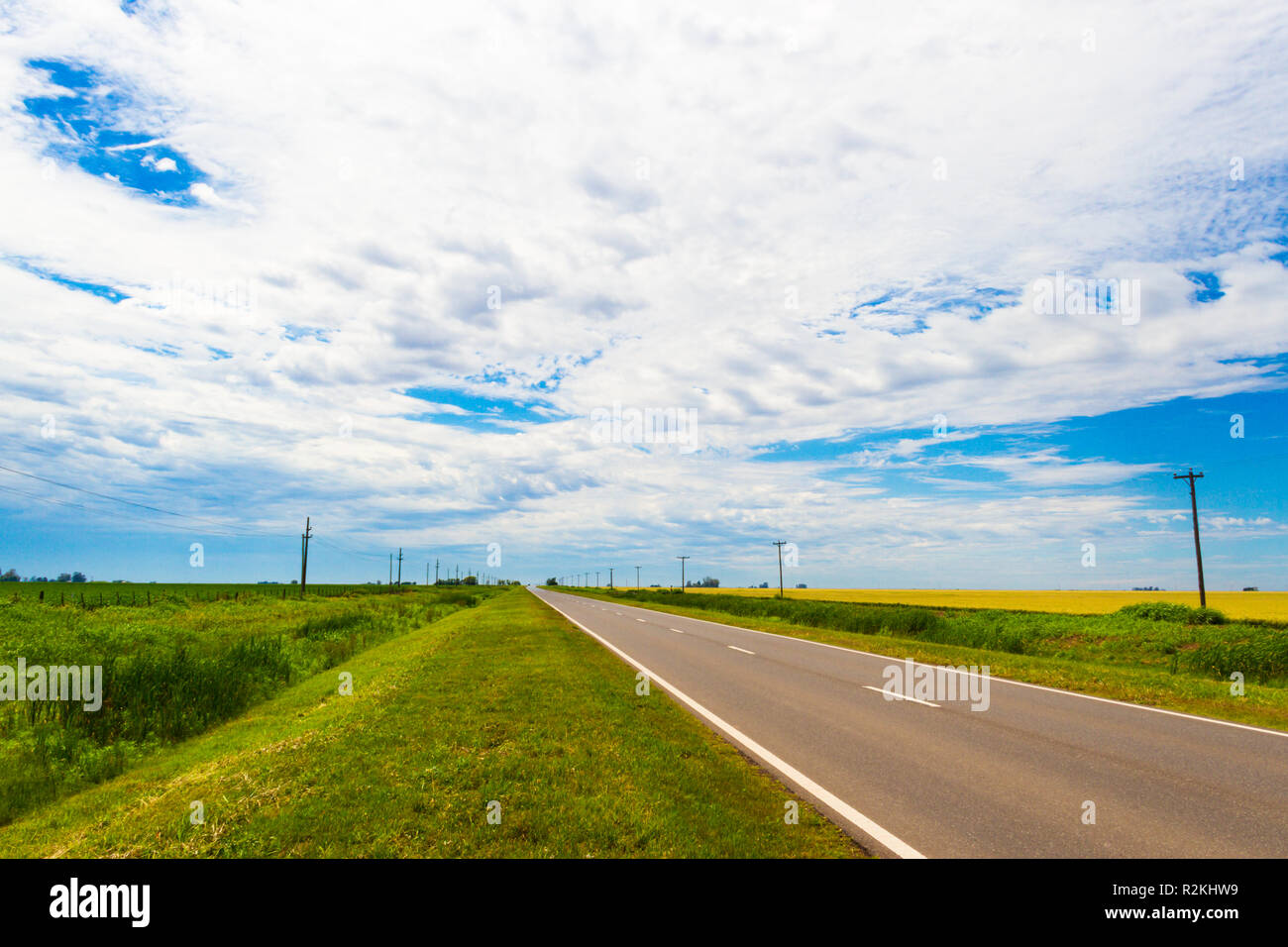 Strada in pianura seminata concetto della distanza percorsa e del destino Foto Stock
