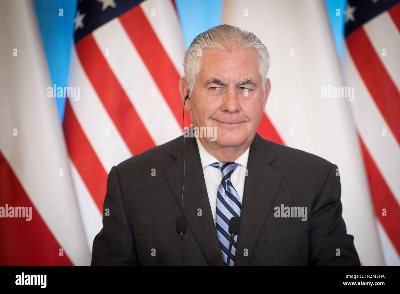 Segretario di Stato statunitense Rex Tillerson a Varsavia in Polonia il 27 gennaio 2018 Foto Stock