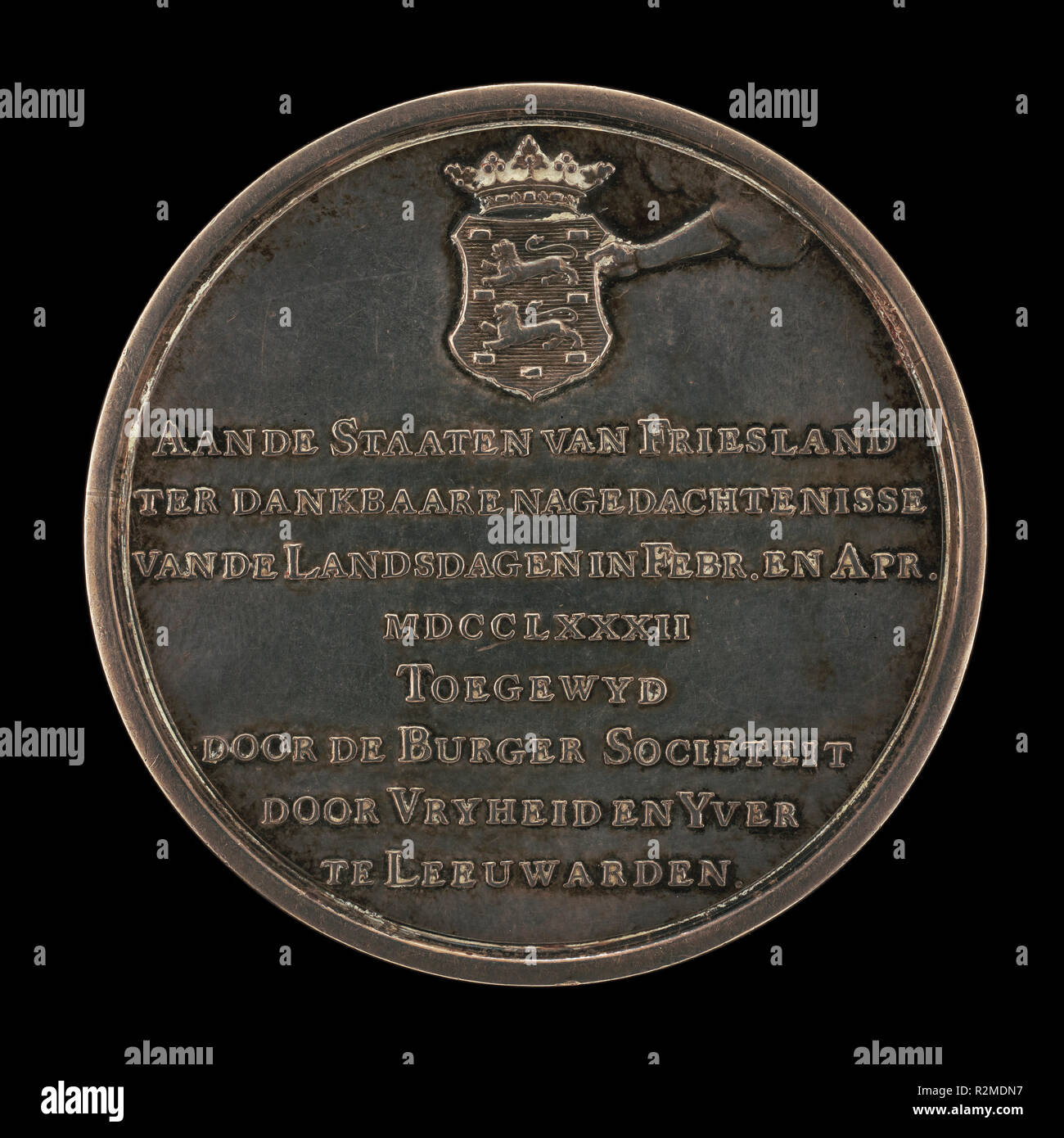 Iscrizione [indietro]. Data: 1782. Dimensioni: complessiva (diametro): 4,39 cm (1 3/4 in.) Peso lordo: 23,28 gr (0,051 lb.) asse: 12:00. Medium: argento. Museo: National Gallery of Art di Washington DC. Autore: B. C. V. Calker. Foto Stock