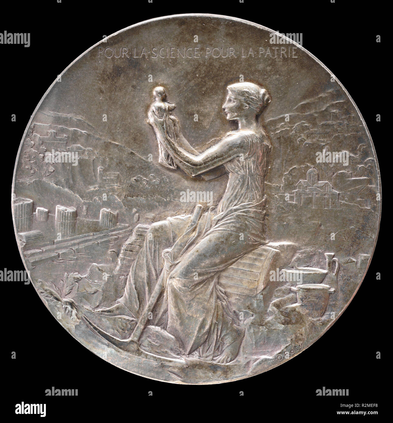 Medaglia per il cinquantesimo anniversario dell'école française d'Athènes [complementare]. Data: 1898. Dimensioni: complessiva (diametro): 6 cm (2 3/8 in.). Medium: argento. Museo: National Gallery of Art di Washington DC. Autore: Louis-Oscar Roty. Foto Stock