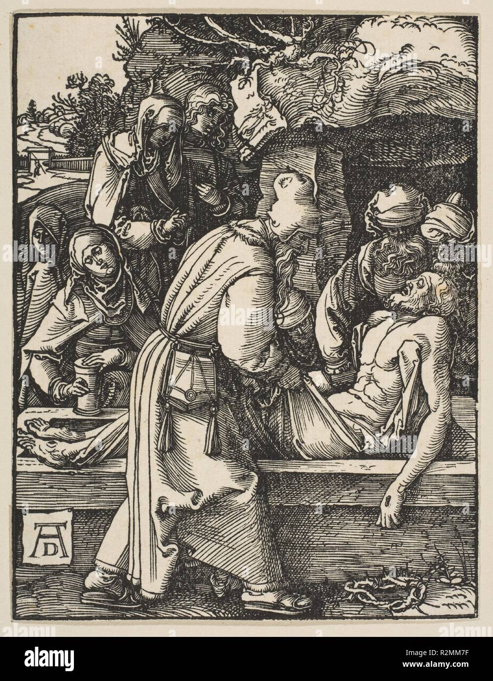 La Deposizione, dal piccolo passione. Artista: Albrecht Dürer (Tedesco, 1471-1528 Norimberga Norimberga). Dimensioni: foglio: 5 x 3 7/8 in. (12,7 x 9,8 cm). Data: ca. 1509. Museo: Metropolitan Museum of Art di New York, Stati Uniti d'America. Foto Stock