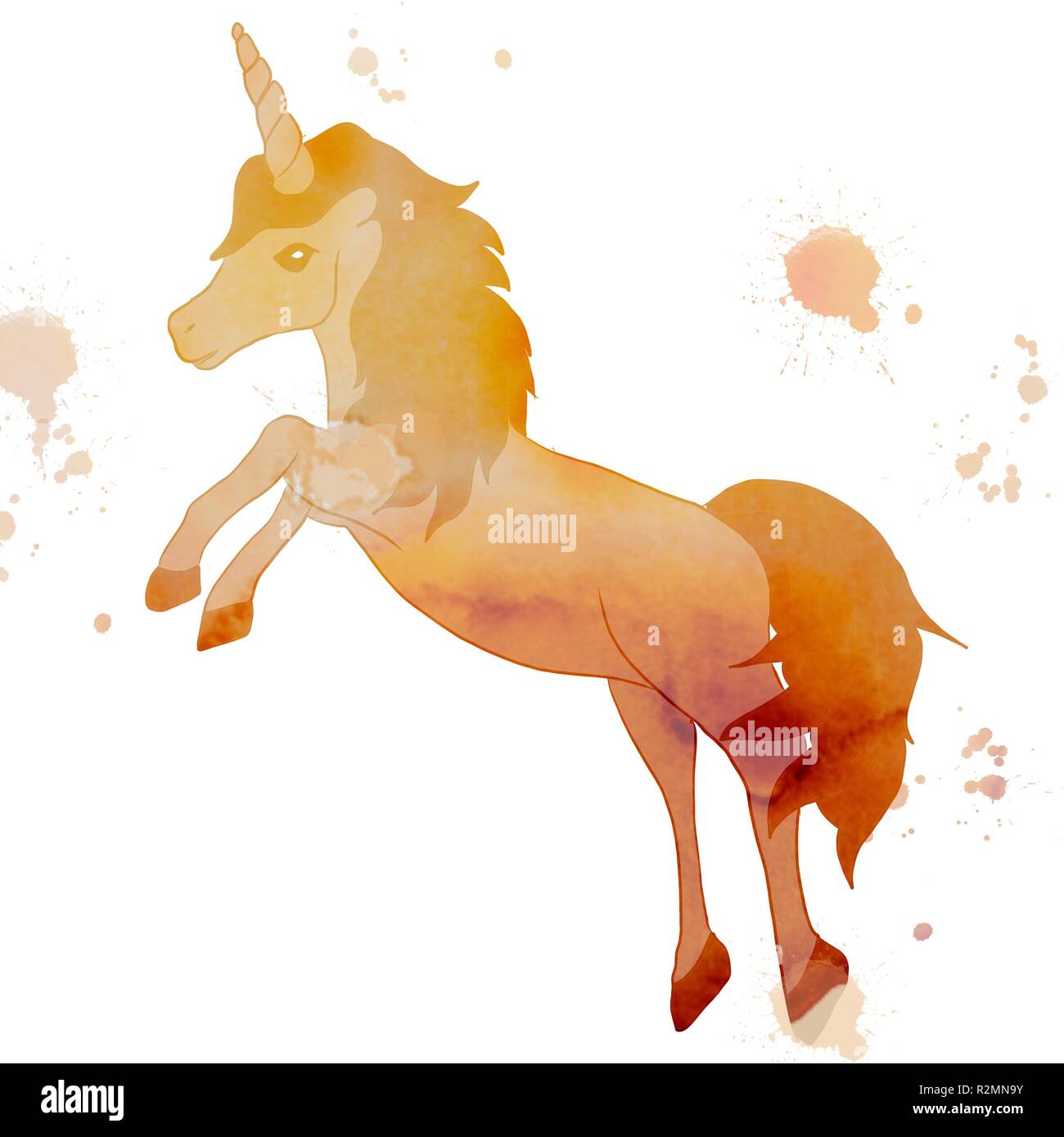 Unicorn cavallo acquerello Foto Stock