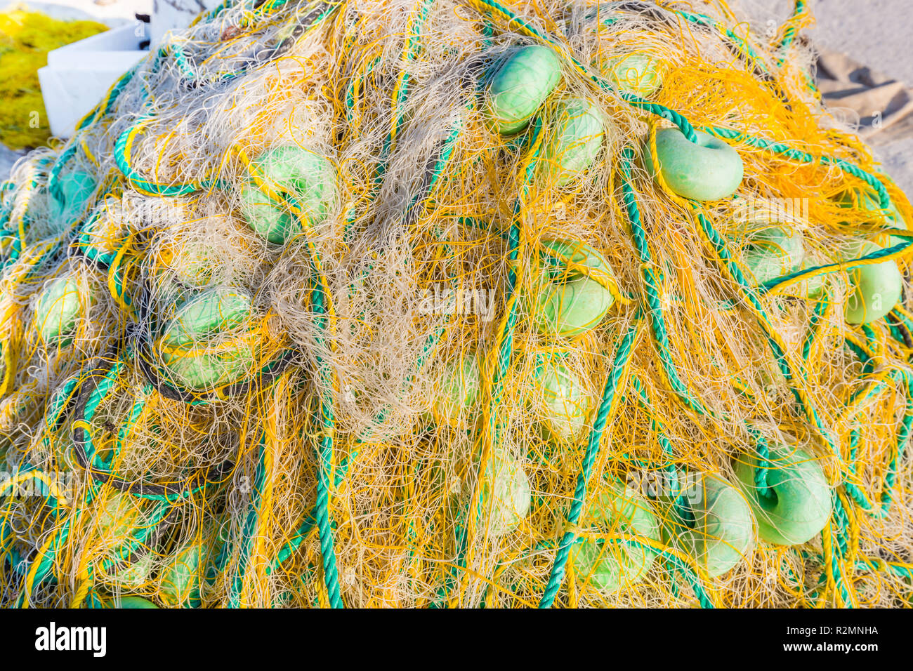 Reti da pesca e industria della pesca Foto Stock
