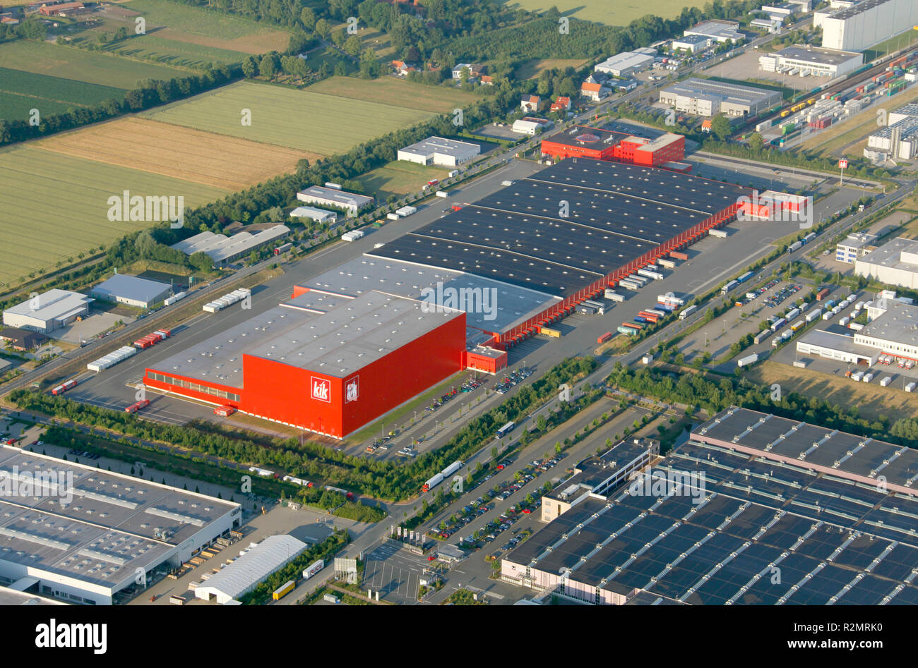 Vista aerea, KIK, sconto negozio all'ingrosso, Business Park, Hamm, la zona della Ruhr, Renania settentrionale-Vestfalia, Germania, Europa Foto Stock