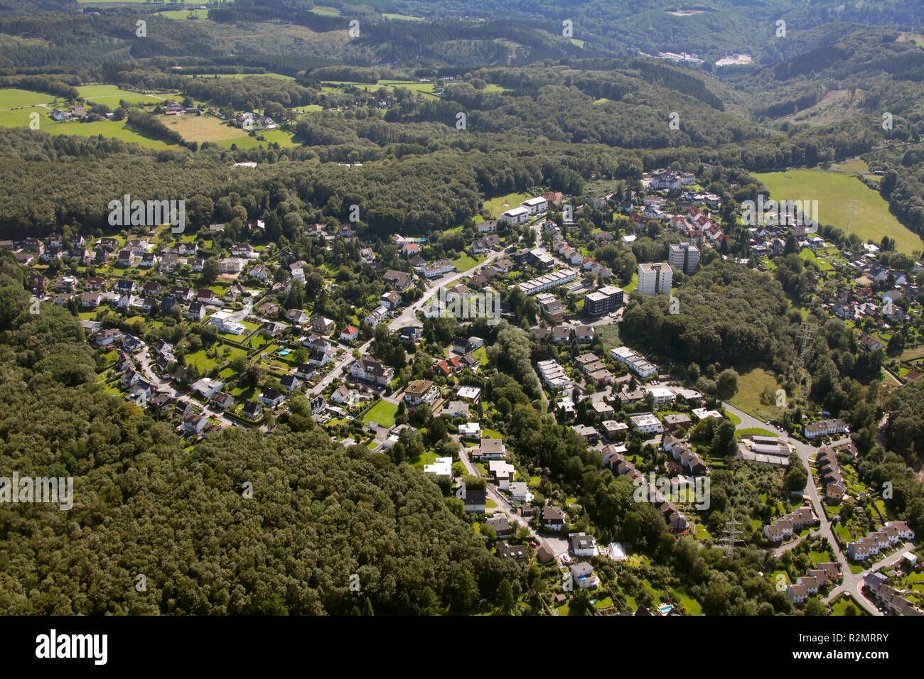 Vista aerea, Schwelm, Renania settentrionale-Vestfalia, Germania, Europa Foto Stock