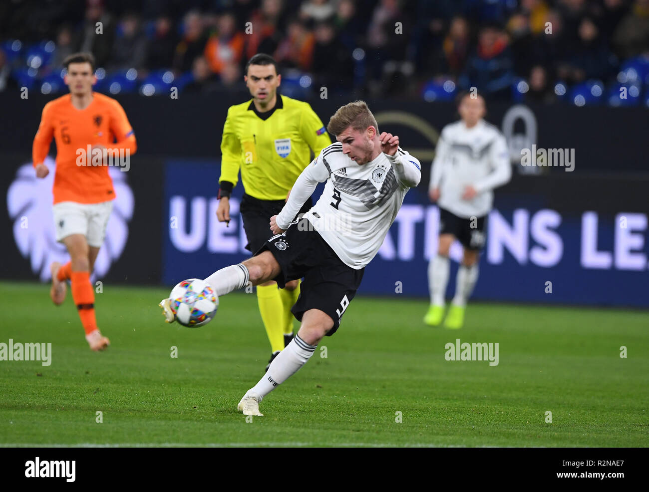 Il 19 novembre 2018; Gelsenkirchen, Germania; EUFA unite lega calcio,  Germania contro Paesi Bassi; Timo Werner (Germania) punteggi l'obiettivo  per 1-0 Foto stock - Alamy