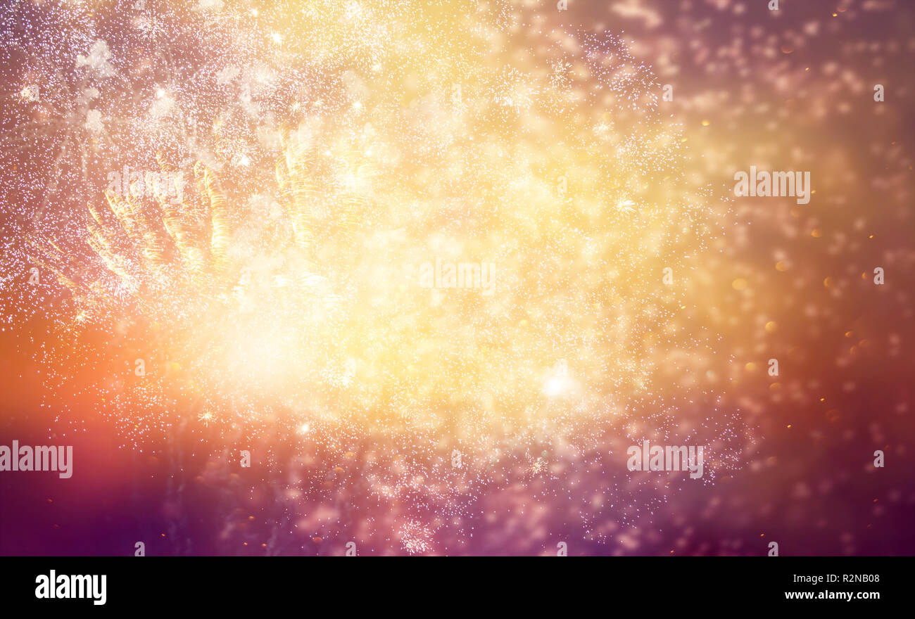 Fuochi d'artificio di Nuovo Anno e spazio copia - abstract sfondo per le vacanze Foto Stock