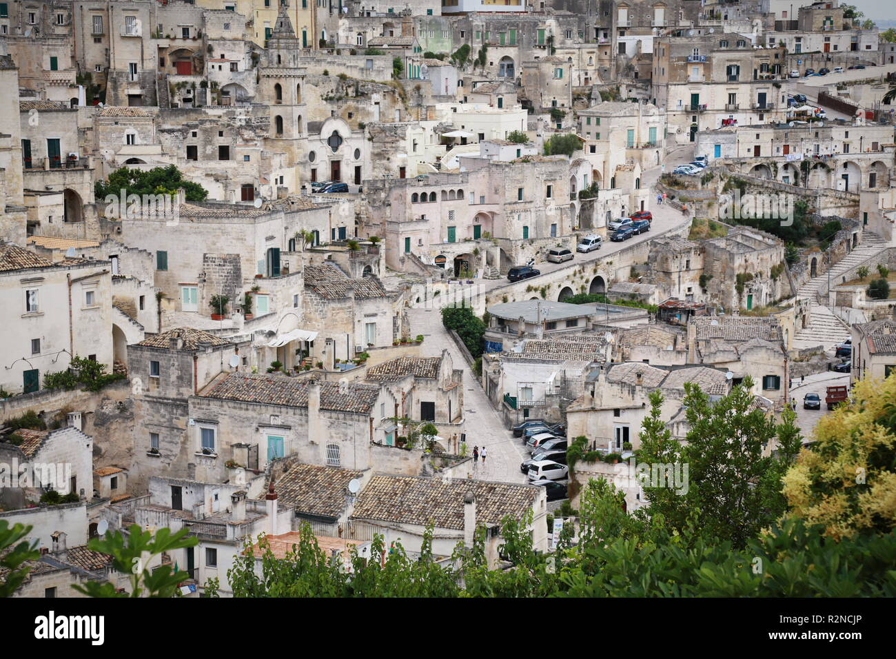 Matera, Italia - Luglio 2016: Case di Matera anche chiamato città di pietre la Capitale Europea della Cultura 2019 Foto Stock