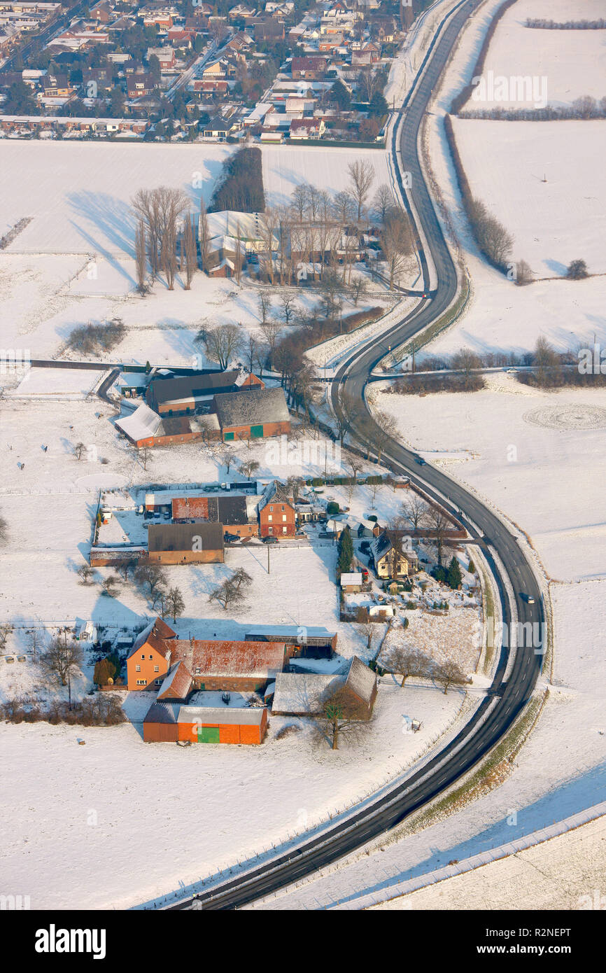 Vista aerea, Wesel, Renania settentrionale-Vestfalia, Germania, Europa Foto Stock