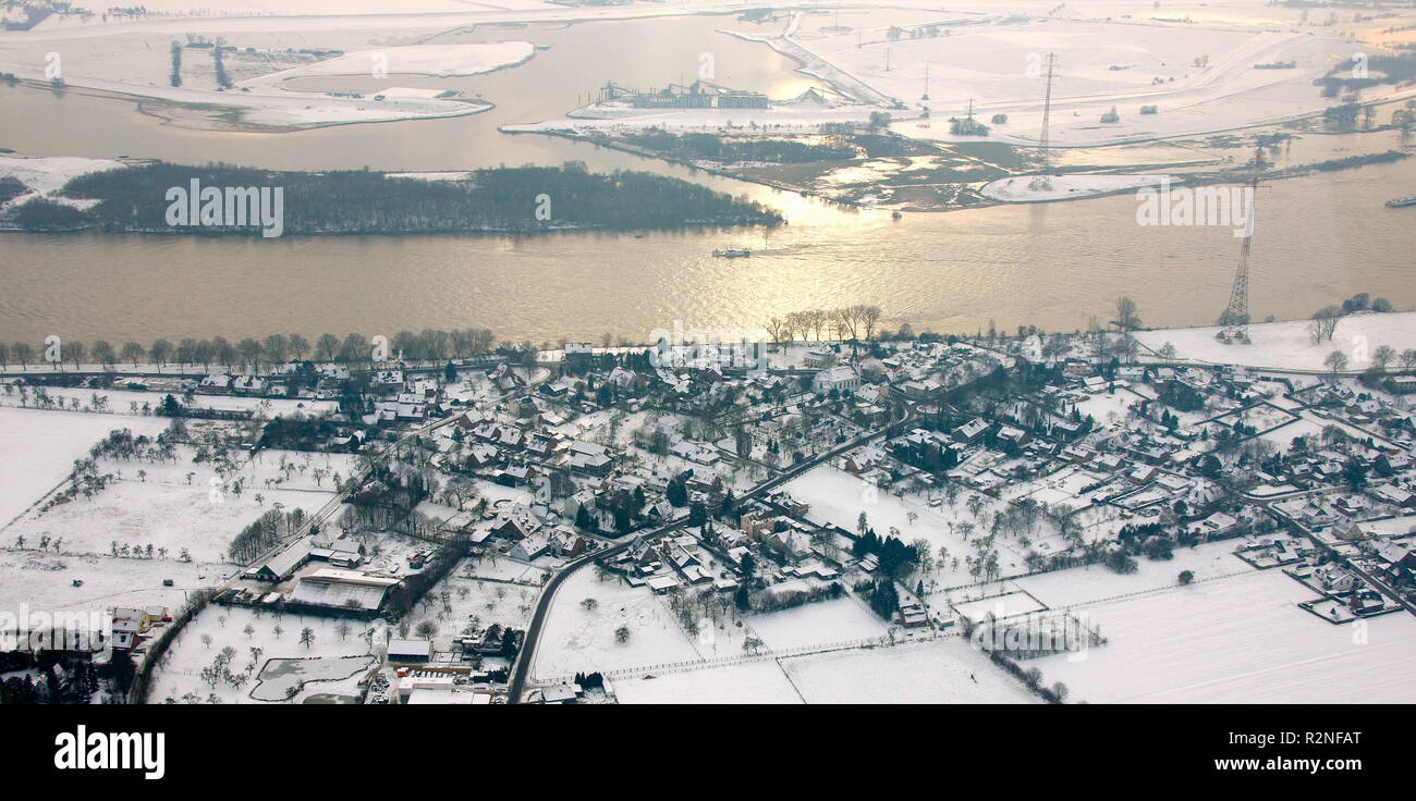 Vista aerea, Voerde, Renania settentrionale-Vestfalia, Germania, Europa Foto Stock
