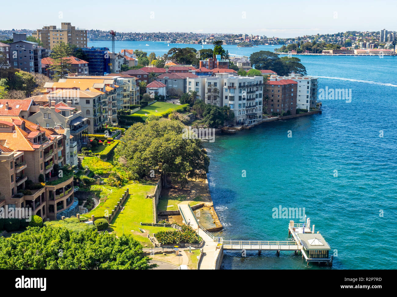Alta densità residenziale di lusso alloggiamento in Kirribilli, North Shore di Sydney Barbour, Sydney NSW Australia. Foto Stock
