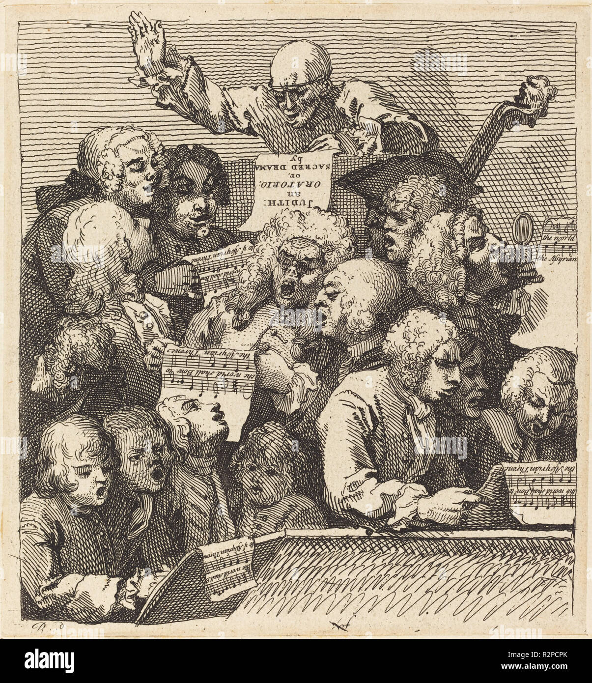 Un coro di cantanti. Data: 1732. Medio: l'attacco. Museo: National Gallery of Art di Washington DC. Autore: William Hogarth. Foto Stock