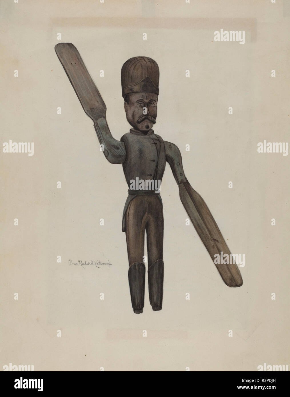 Pa. tedesco banderuola. Data: 1935/1942. Dimensioni: complessivo: 40,6 x 30,6 cm (16 x 12 1/16 in.) originale IAD Oggetto: 30' alta. Medium: acquerello e grafite su carta. Museo: National Gallery of Art di Washington DC. Autore: Elmer R. Kottcamp. Foto Stock