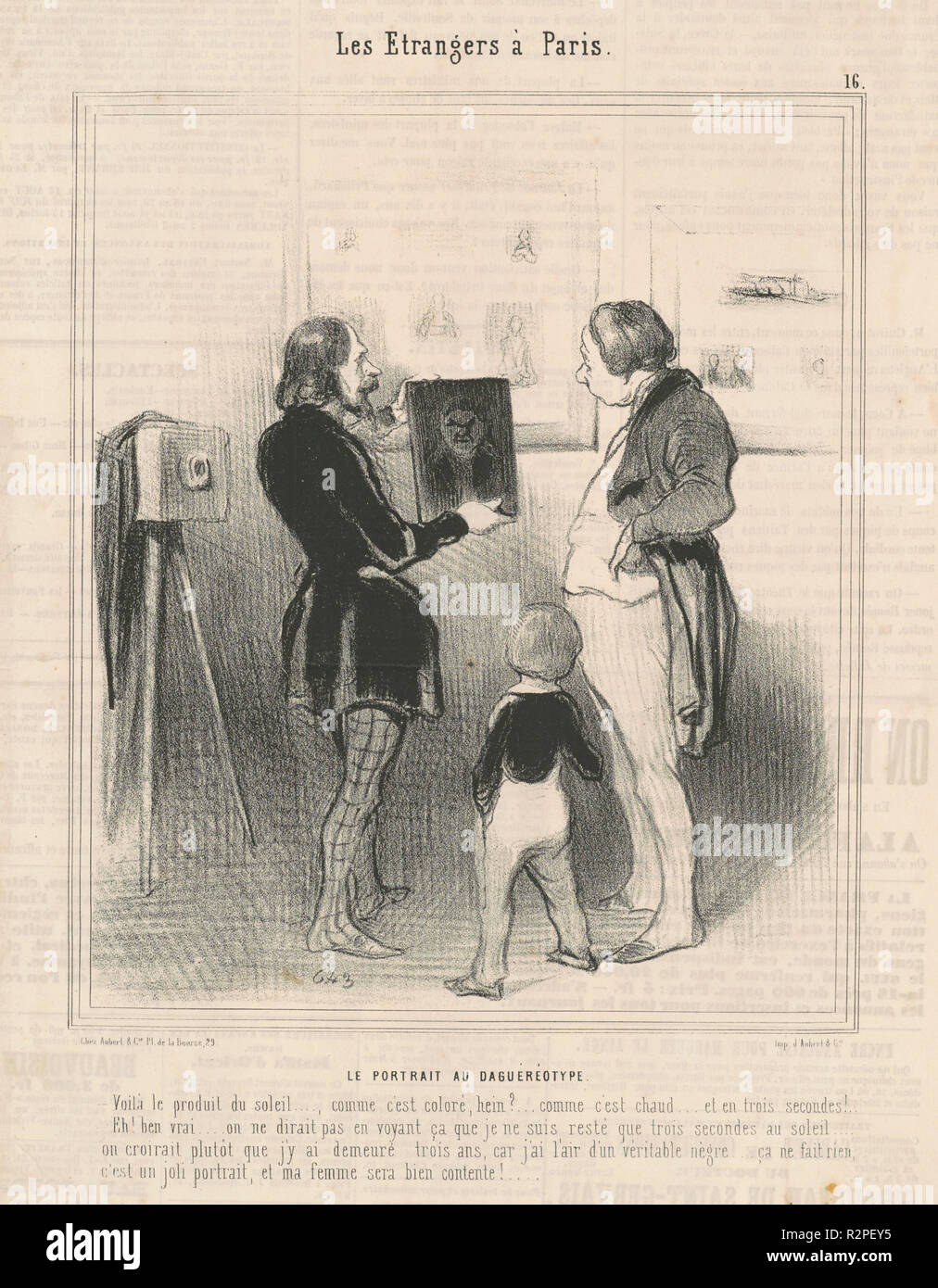 Le Portrait au daguéréotype. Datazione: XIX secolo. Medium: litografia. Museo: National Gallery of Art di Washington DC. Autore: Honoré Daumier. Foto Stock