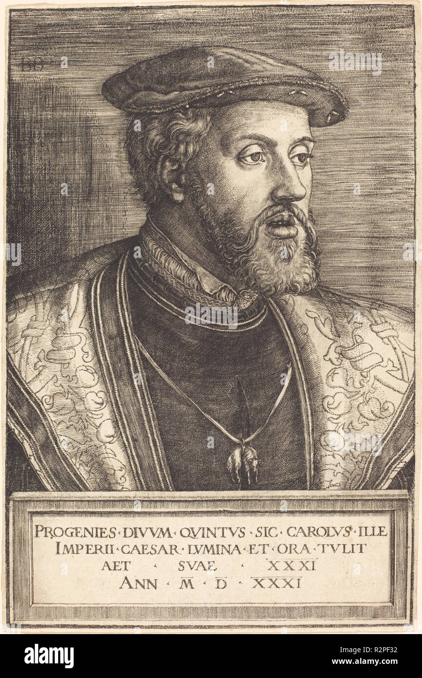 L'imperatore Carlo V. datata: 1531. Medium: incisione. Museo: National Gallery of Art di Washington DC. Autore: Barthel Beham. Foto Stock