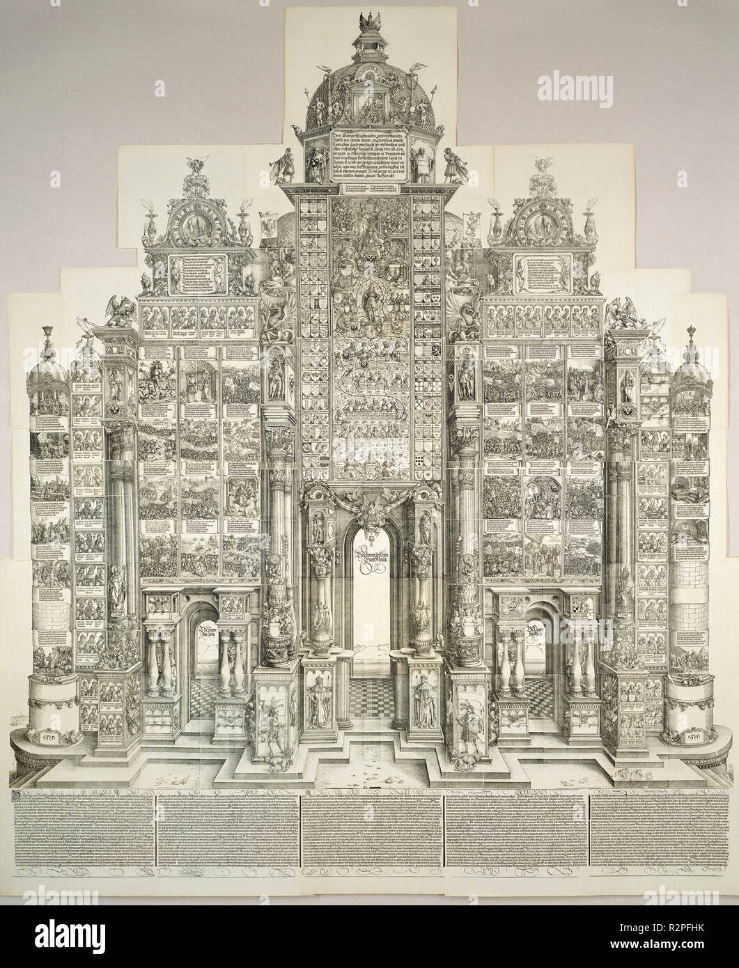 L'Arco Trionfale di Massimiliano. Data: 1515 (1799 edition). Dimensioni: dimensione complessiva: 354 x 298.5 cm (139 3/8 x 117 1/2 in.). Media: 42 xilografie e 2 incisioni su carta vergata assemblati per formare un'immagine. Museo: National Gallery of Art di Washington DC. Autore: Dürer, Albrecht. Foto Stock