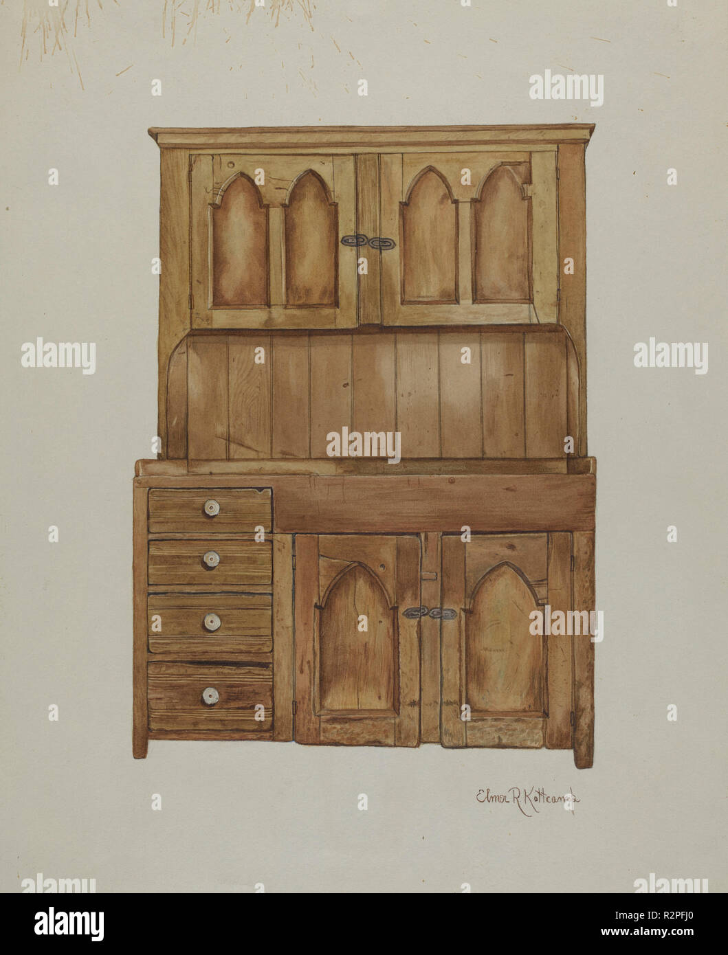 Banco di lavandino. Data: 1935/1942. Dimensioni: complessivo: 42 x 32,9 cm (16 9/16 x 12 15/16 in.) originale IAD Oggetto: 78' alta; 54' ampia; 12' profonda. Medium: acquerello e grafite su carta. Museo: National Gallery of Art di Washington DC. Autore: Elmer R. Kottcamp. Foto Stock