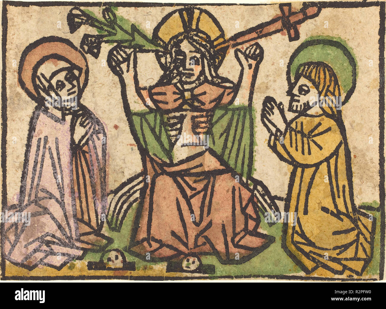 Ultima sentenza. Data: c. 1460/1470. Medium: xilografia, colorate a mano in rosso veneziano, verde, giallo e lavanda. Museo: National Gallery of Art di Washington DC. Autore: tedesco del XV secolo. Foto Stock