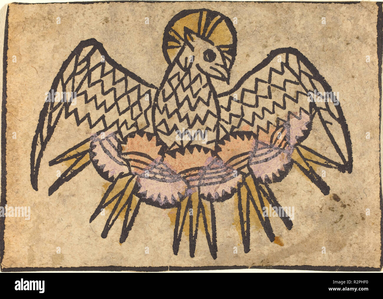 Lo Spirito Santo. Data: c. 1460/1470. Medium: xilografia, colorate a mano in giallo, lavanda e rose. Museo: National Gallery of Art di Washington DC. Autore: tedesco del XV secolo. Foto Stock