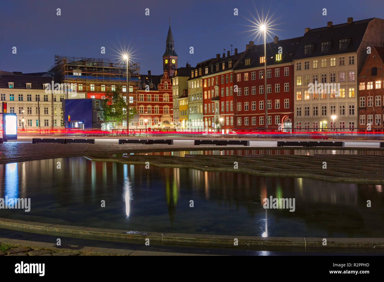Notte a Copenaghen, Danimarca Foto Stock