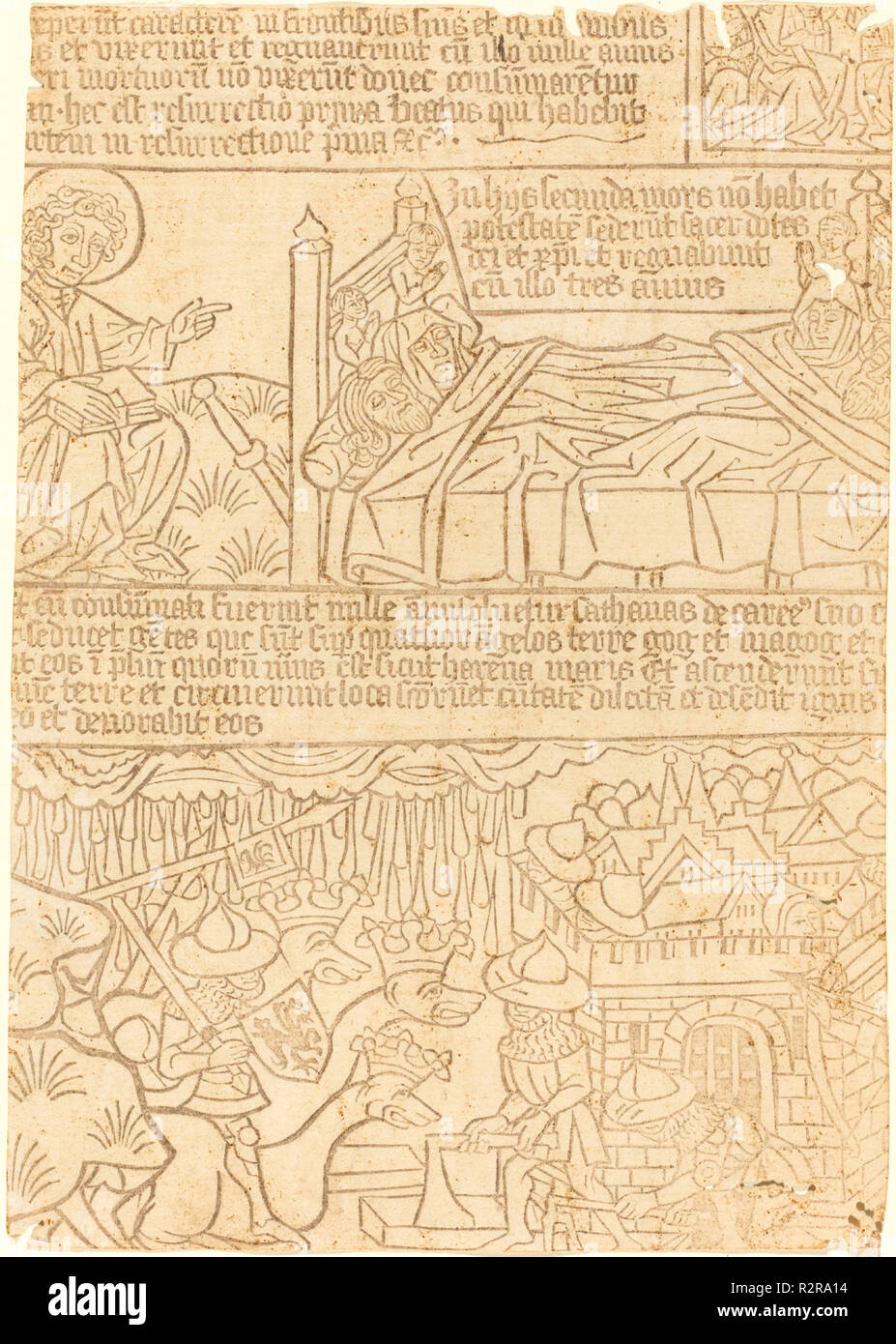 Apocalisse di Giovanni, foglia 42. Data: c. 1465. Medium: xilografia. Museo: National Gallery of Art di Washington DC. Autore: tedesco del XV secolo. Foto Stock