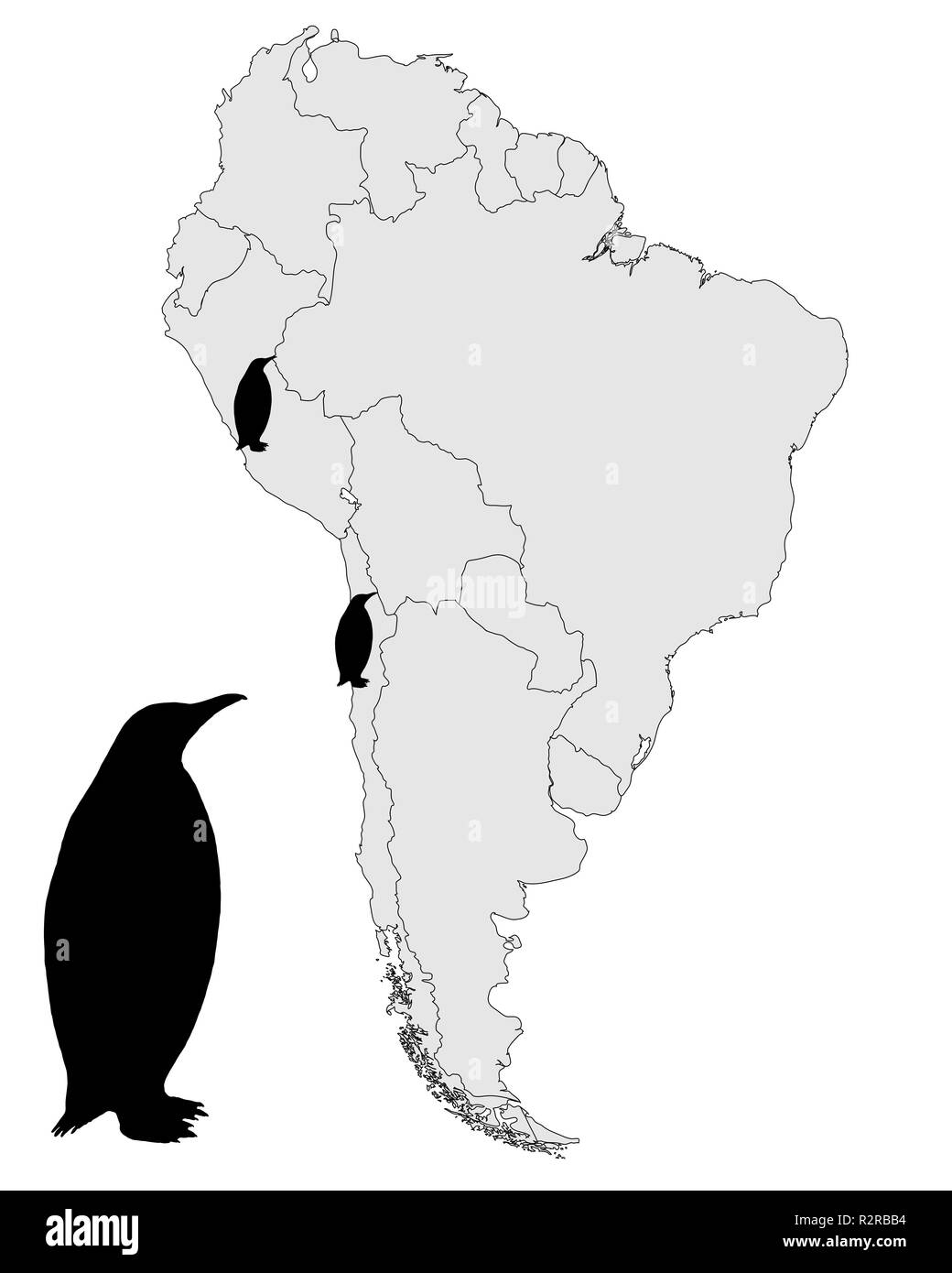 Pinguini humboldt mappa di distribuzione Foto Stock