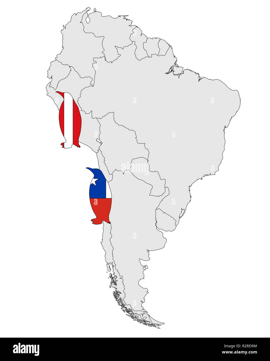 Pinguini humboldt mappa di distribuzione Foto Stock