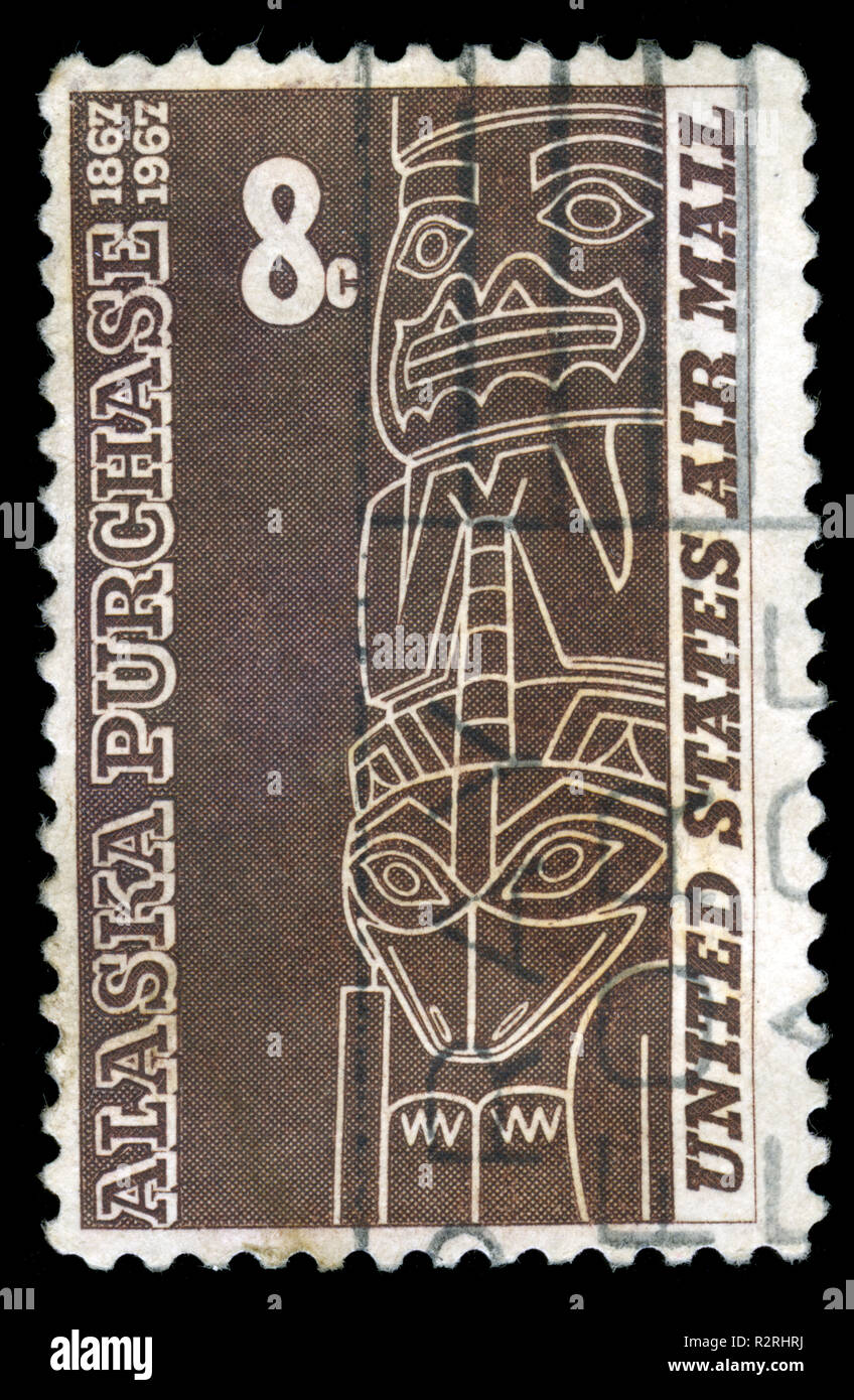 Con timbro postale timbro da Stati Uniti d'America (USA) in Alaska problema acquisto, 1967 Foto Stock