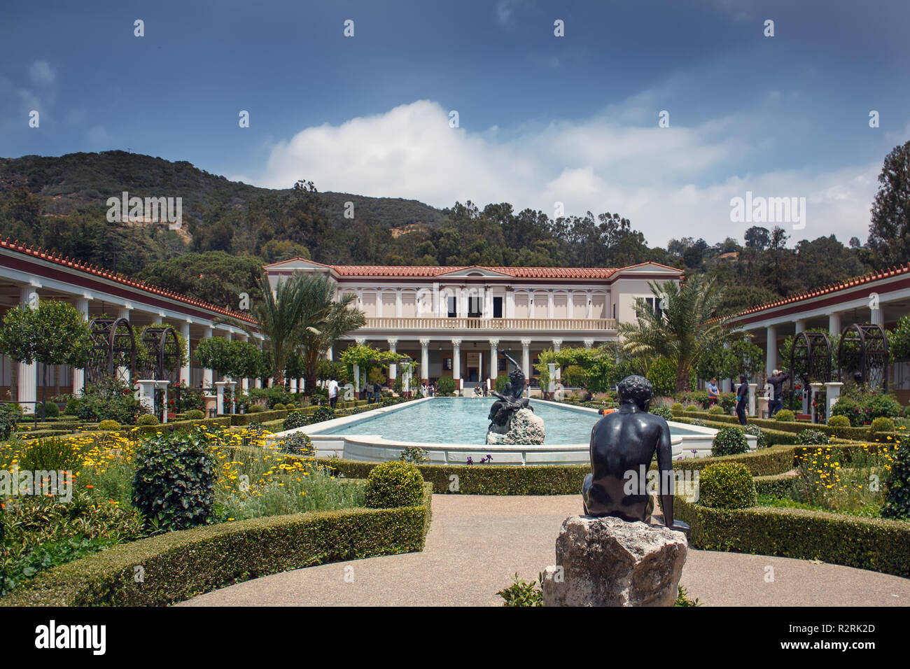 LOS ANGELES, Stati Uniti d'America - 25 Maggio: il famoso Getty Villa Maggio 25, 2009 a Los Angeles. Il design del Getty Villa è stato ispirato da antiche blueprint di Foto Stock