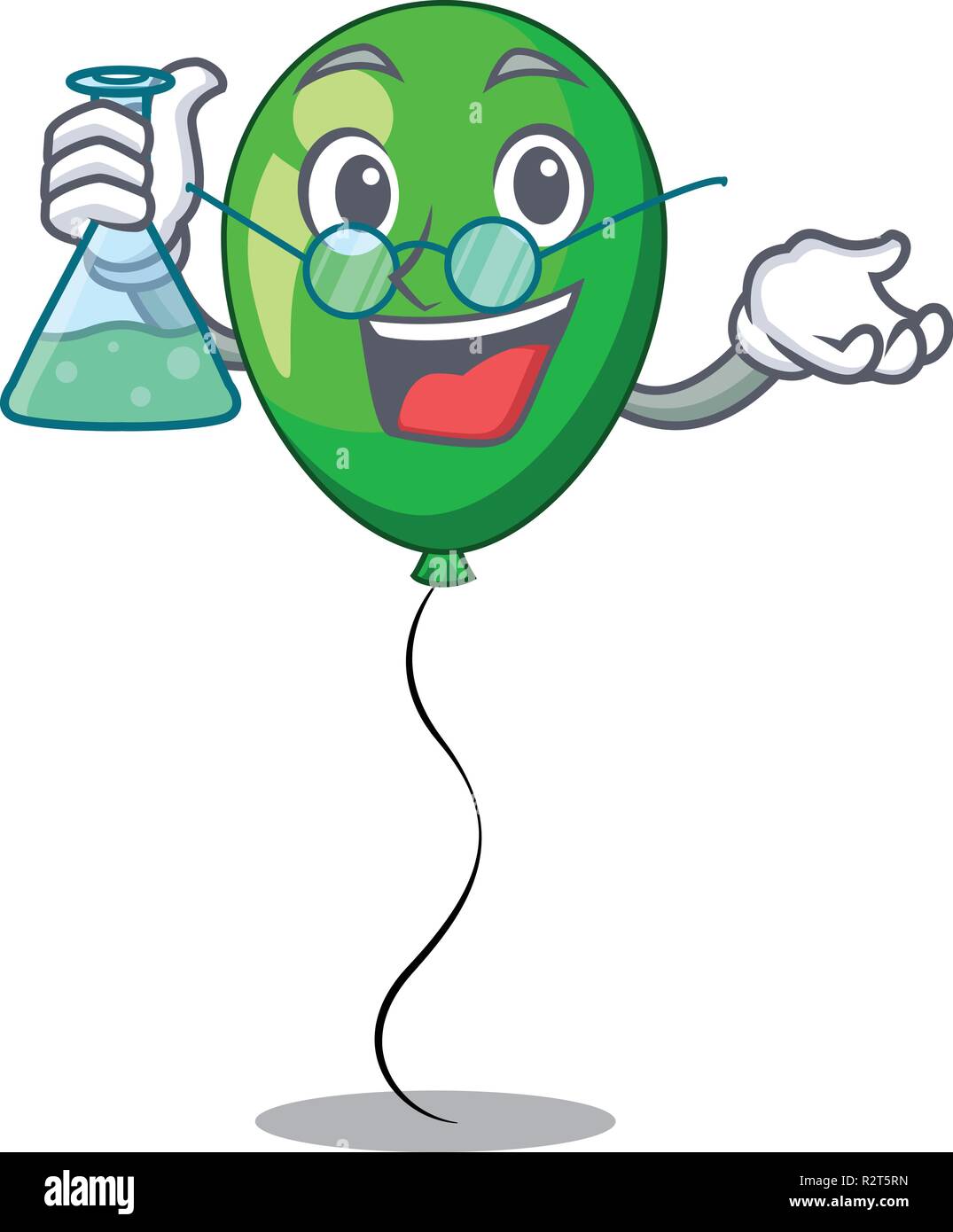 Il Professor green mongolfiere sulla sinistra mascotte Illustrazione Vettoriale
