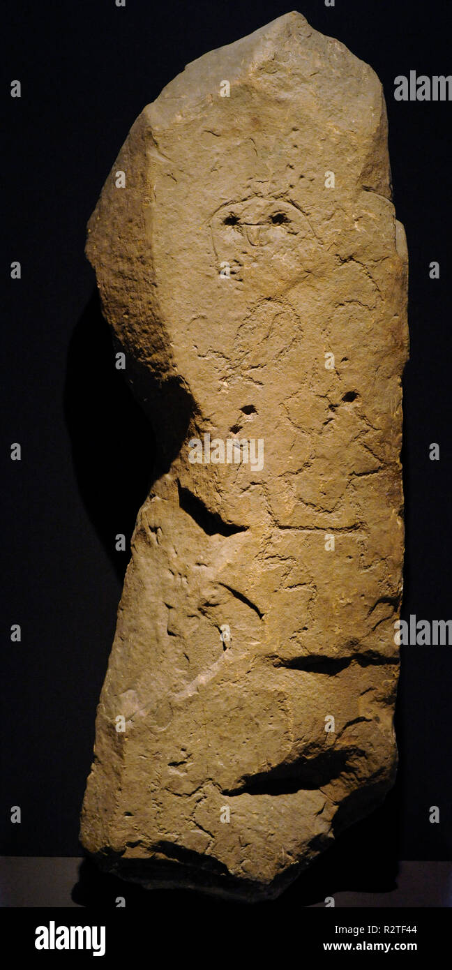 Idolo di Corao. Dolmen di Mian (Abamia). Cangas de Onis, Asturie. Nazionale Nazionale Museo Archeologico. Madrid. Spagna. Foto Stock