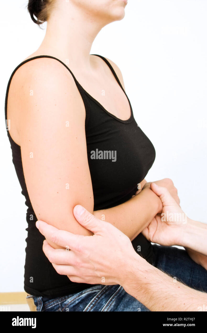 Indagine dei muscoli del braccio Foto Stock