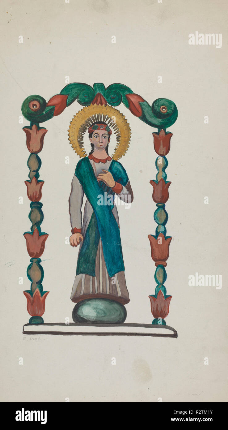 Bulto-Figure di San. Data: 1935/1942. Dimensioni: complessivo: 42,2 x 24,3 cm (16 5/8 x 9 9/16 in.). Medium: acquerello, tempera, matita colorata, e grafite su cartone. Museo: National Gallery of Art di Washington DC. Autore: E. Boyd. Foto Stock