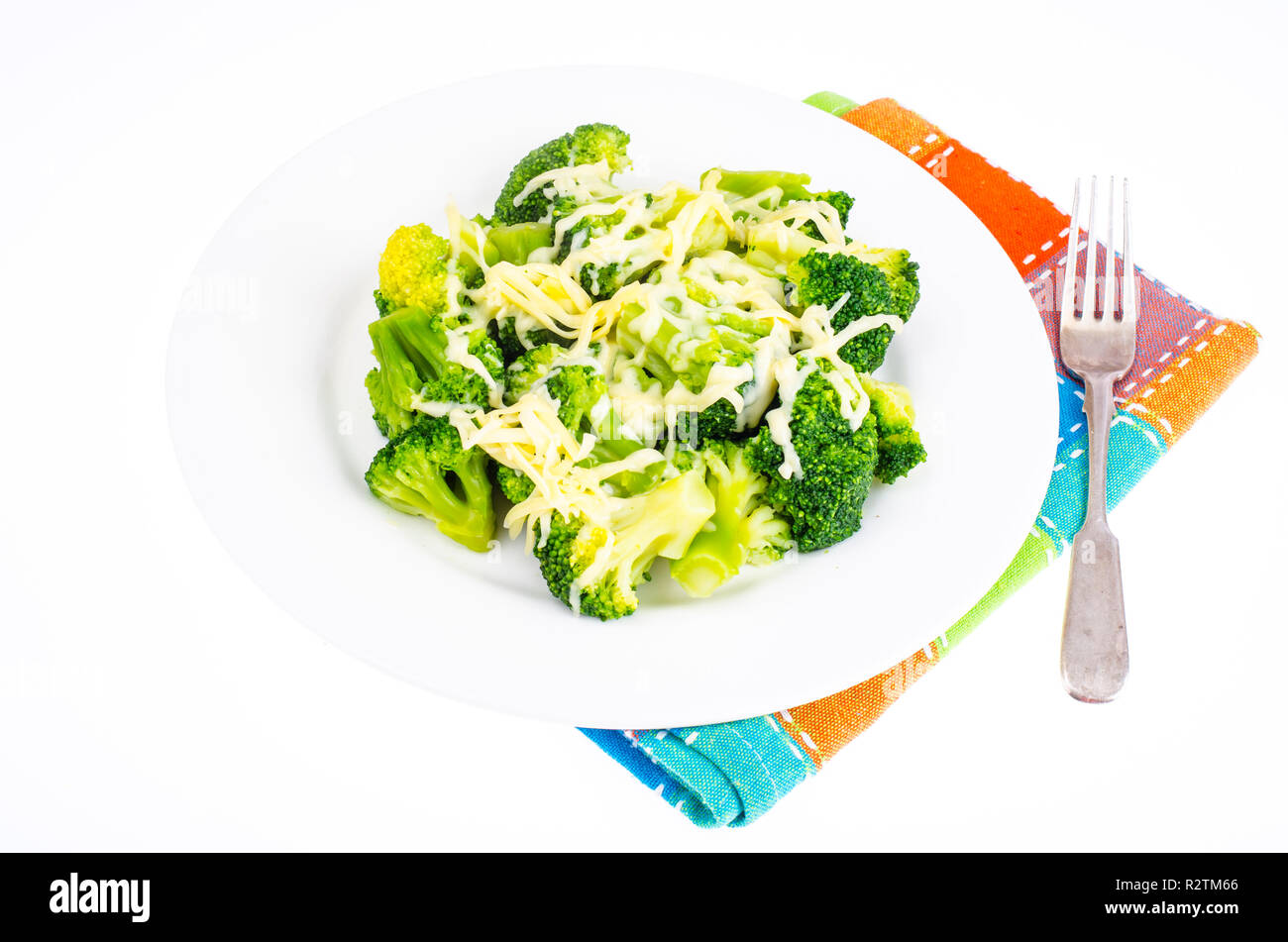 Una sana alimentazione vegetariana, la perdita di peso del concetto. Broccoli con formaggio. Foto Studio Foto Stock