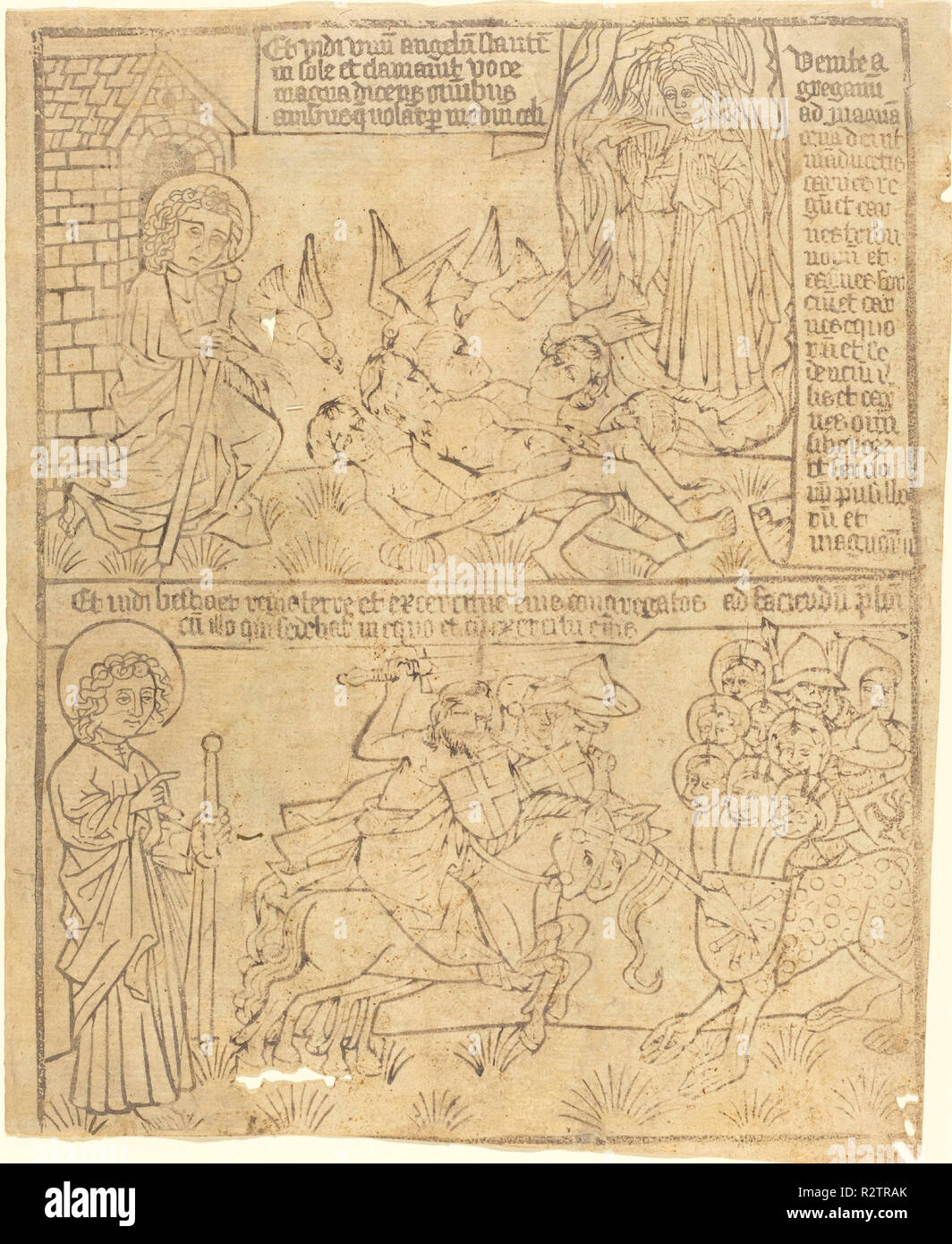 Apocalisse di Giovanni, foglia 10. Data: c. 1465. Medium: xilografia. Museo: National Gallery of Art di Washington DC. Autore: tedesco del XV secolo. Foto Stock