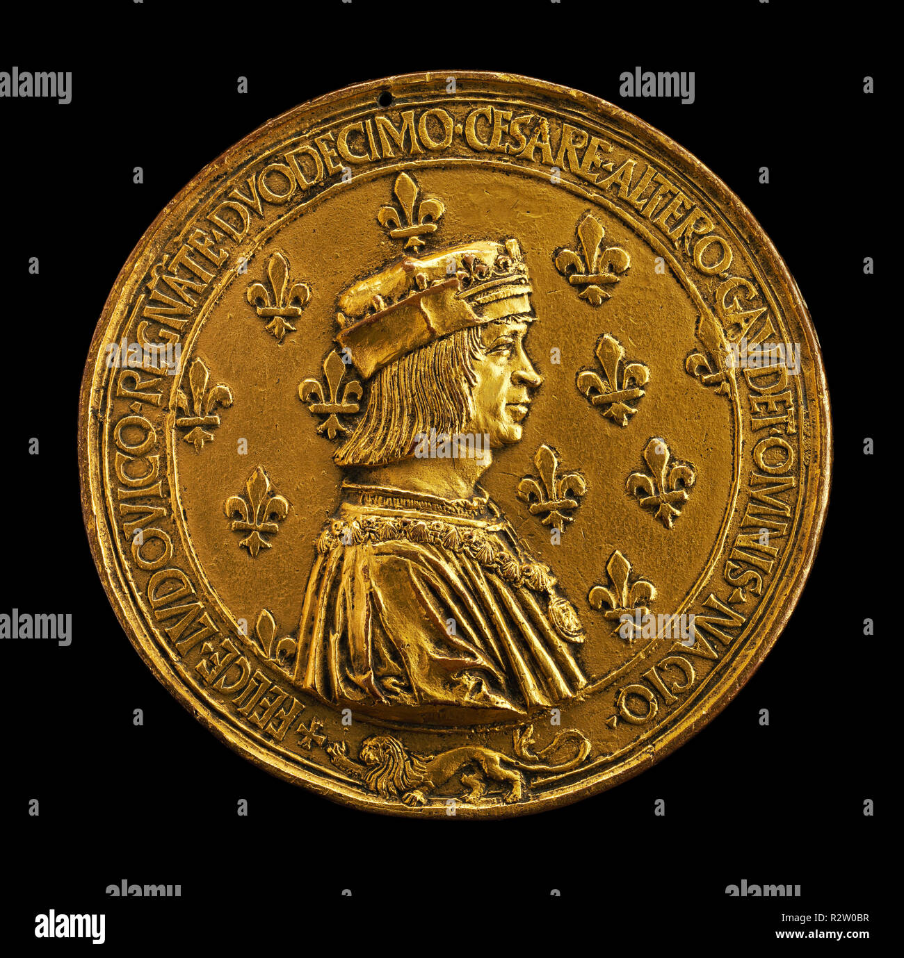 Luigi XII, 1462-1515, re di Francia 1498 [complementare]. Data: 1499/1500. Dimensioni: complessiva (diametro): 11.87 cm (4 11/16 in.) Peso lordo: 515.2 g (0.515 kg) asse: 12:00. Medium: giltded bronzo. Museo: National Gallery of Art di Washington DC. Autore: Nicolas Leclerc e Jean de Saint-Priest. Foto Stock
