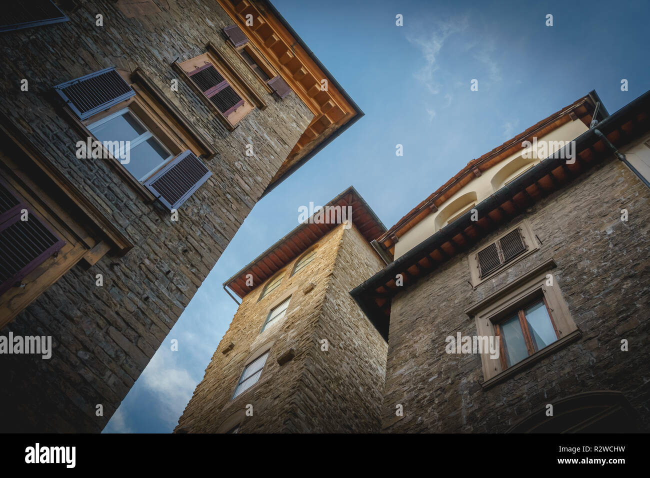Firenze, Italia - Febbraio, 2019. Ristrutturato edifici medievali del centro storico. Foto Stock