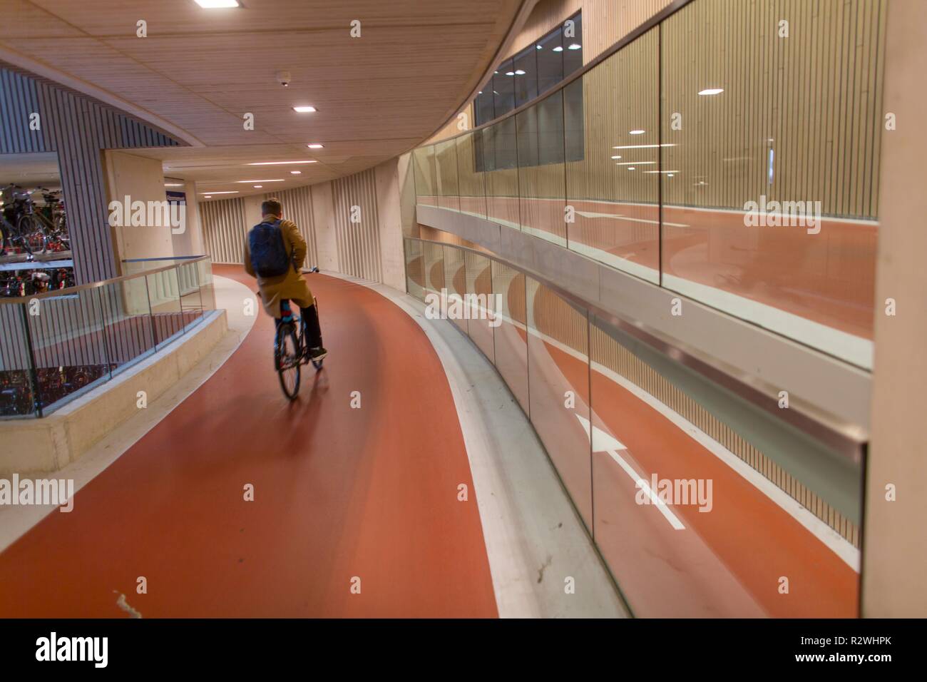Il parcheggio per le bici garage Stazione Centrale di Utrecht. Il più grande parcheggio bici nel mondo (per 12.500 biciclette). Foto Stock