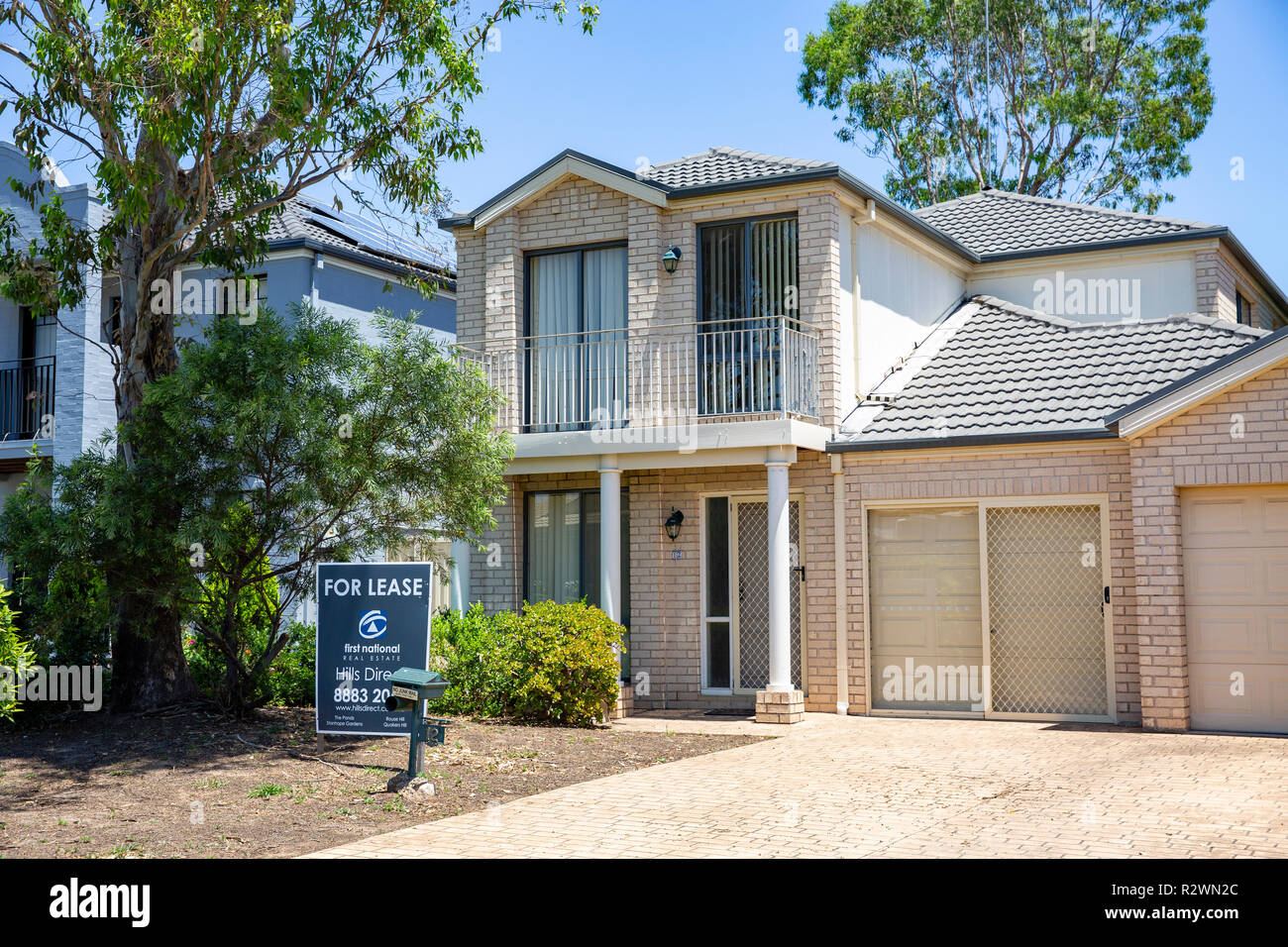 Casa a due piani nel sobborgo di Sydney di Parklea, disponibile per il contratto di locazione e di affitto, Sydney, Australia Foto Stock