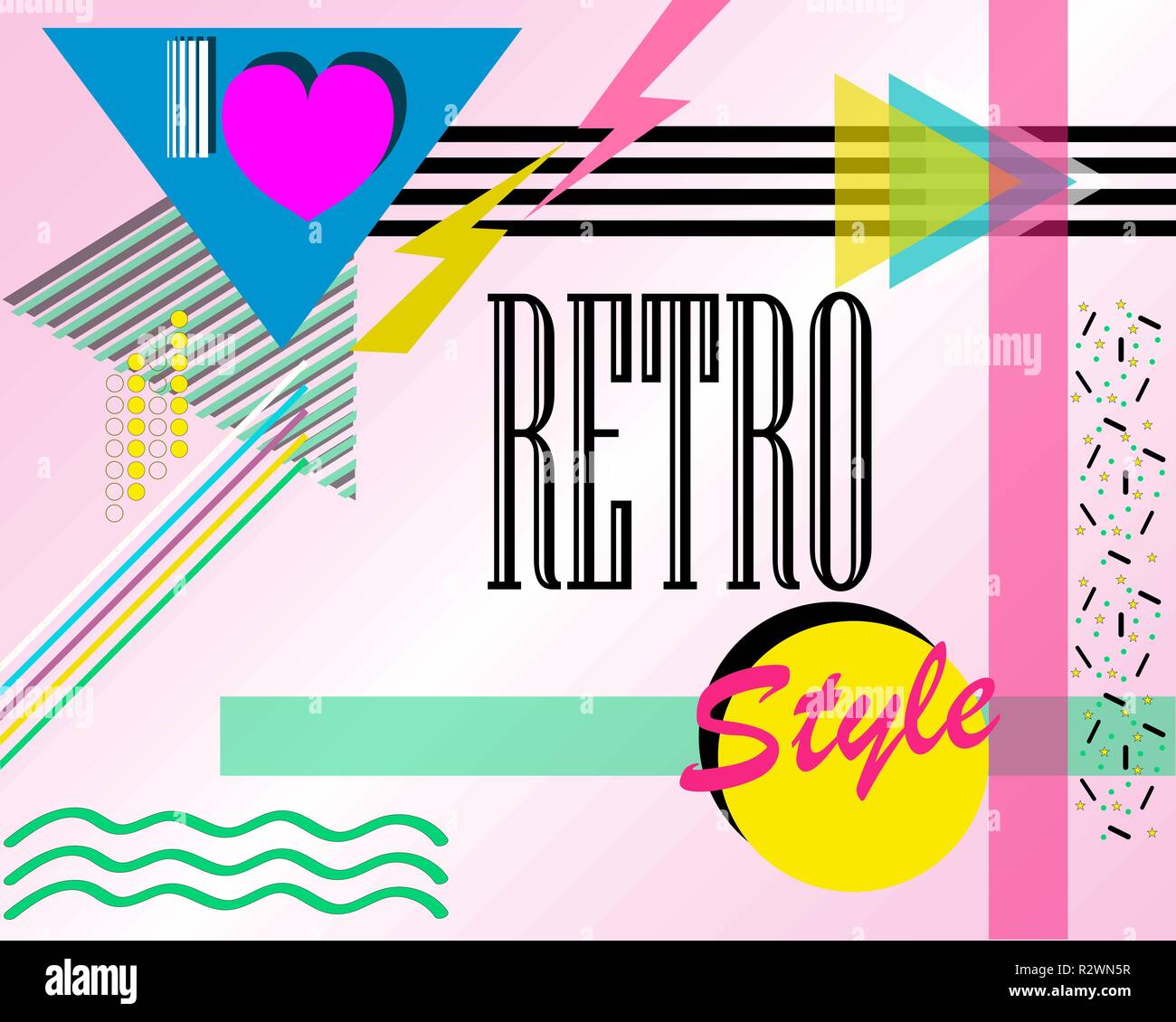 Pop-style poster con le parole: "Io amo questo stile retrò'. Illustrazione Vettoriale. Illustrazione Vettoriale
