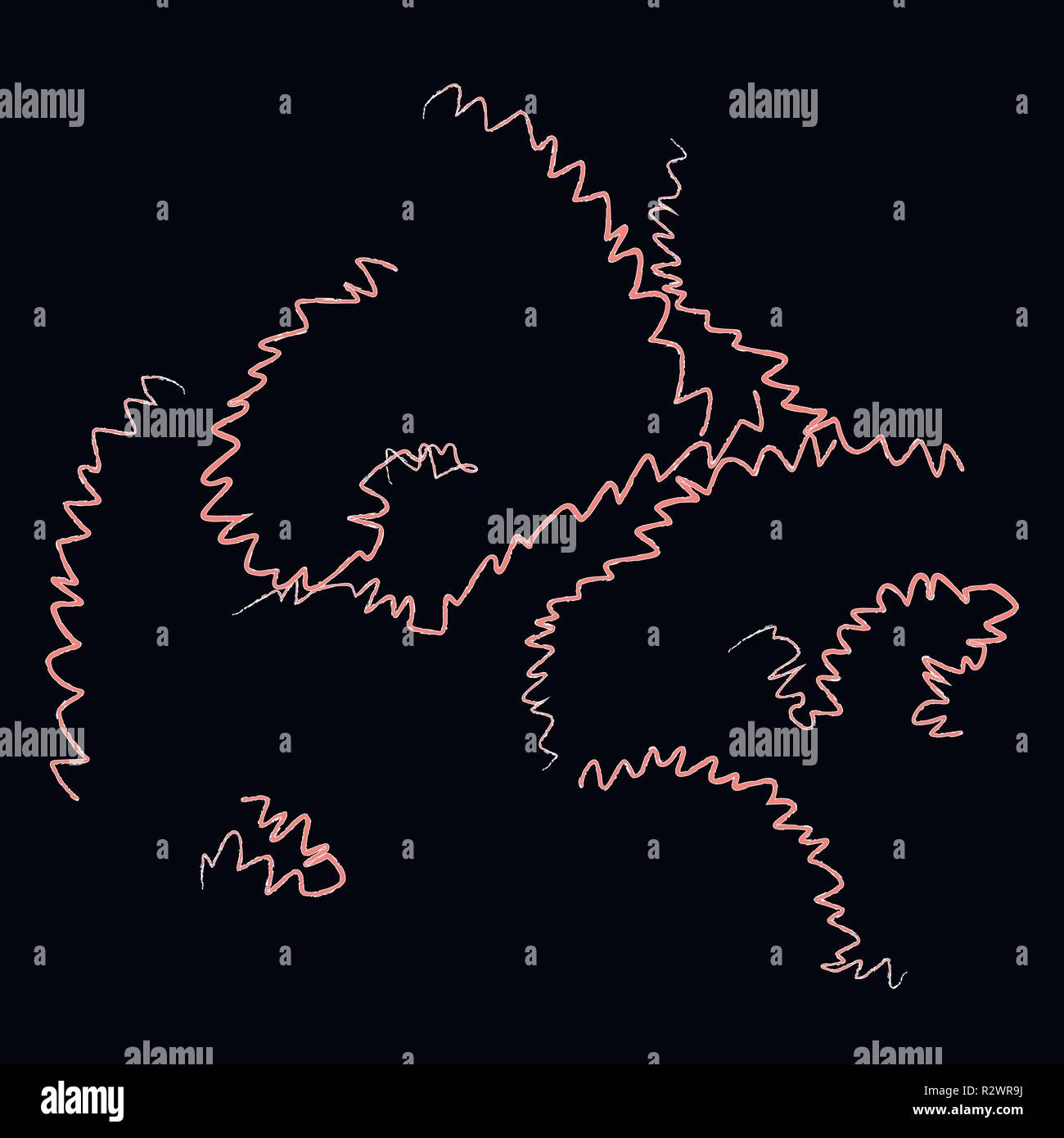 Gruppo di Spirochaetates batteri su sfondo nero, illustrazione vettoriale Illustrazione Vettoriale