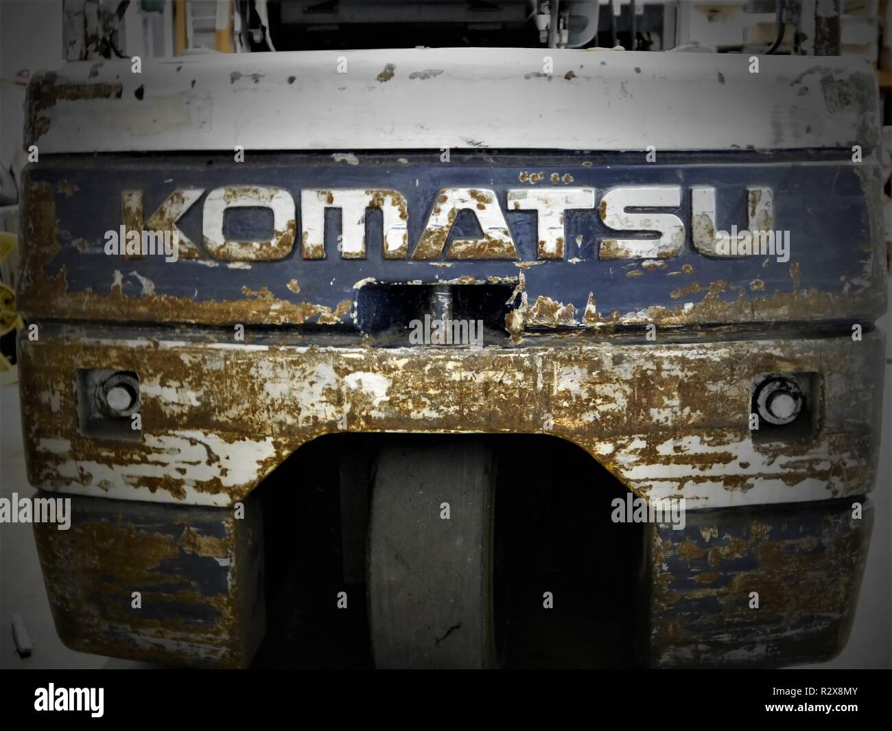 Retro di un 1993 Komatsu sollevamento forche Foto Stock