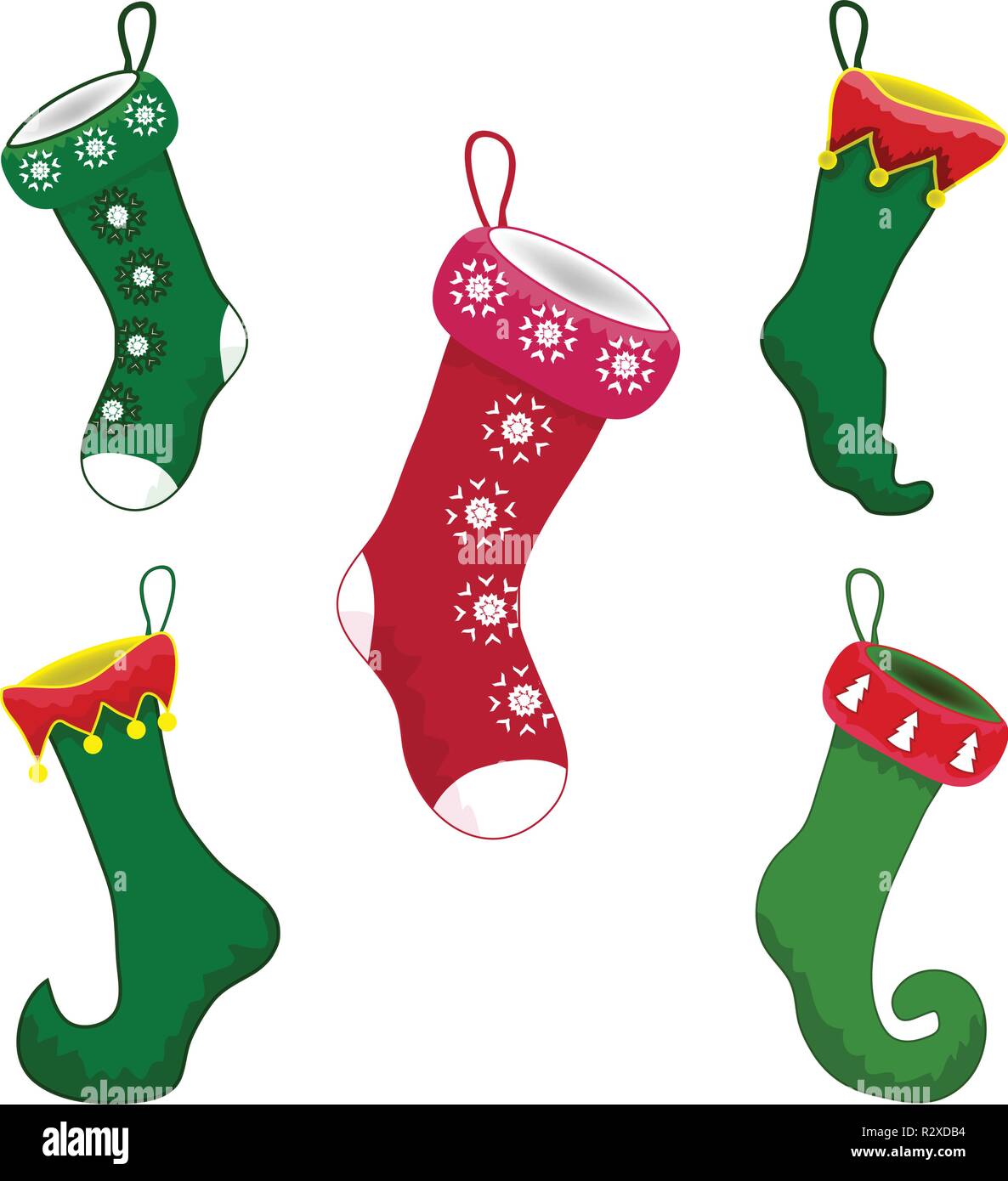 Set di calze di Natale icona simbolo di Design. Vettore illustrazione di Natale isolato su sfondo bianco. Illustrazione Vettoriale per natale e capodanno, de Illustrazione Vettoriale