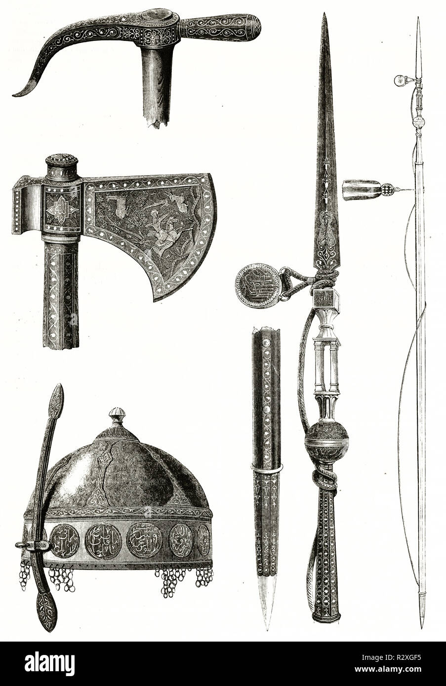 Vecchia illustrazione del Sultano d'Egitto Tuman Bay II armi. Da autore non identificato, publ. su Magasin pittoresco, Parigi, 1846 Foto Stock