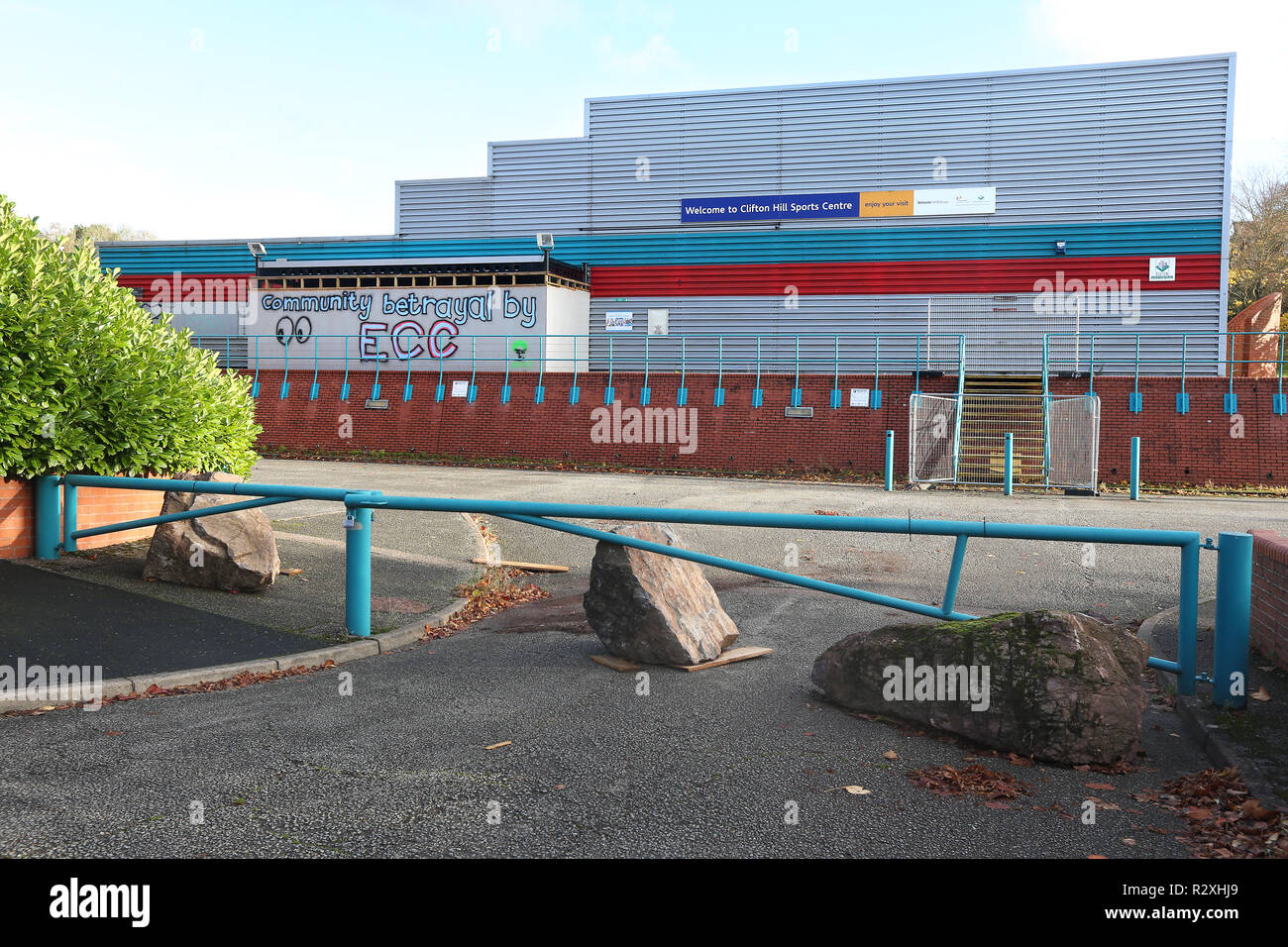 Clifton Hill Centro Sportivo in Exeter che è stata chiusa da Exeter City Council nonostante objactions dai locali Foto Stock