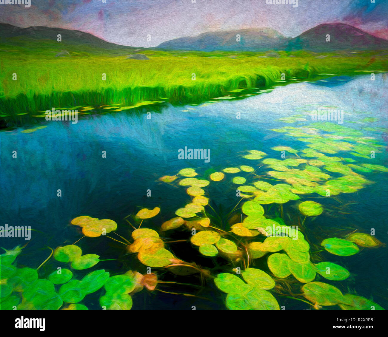 Arte: Ahalia fiume al Maam Cross, Connemara, Rep.dell Irlanda Foto Stock